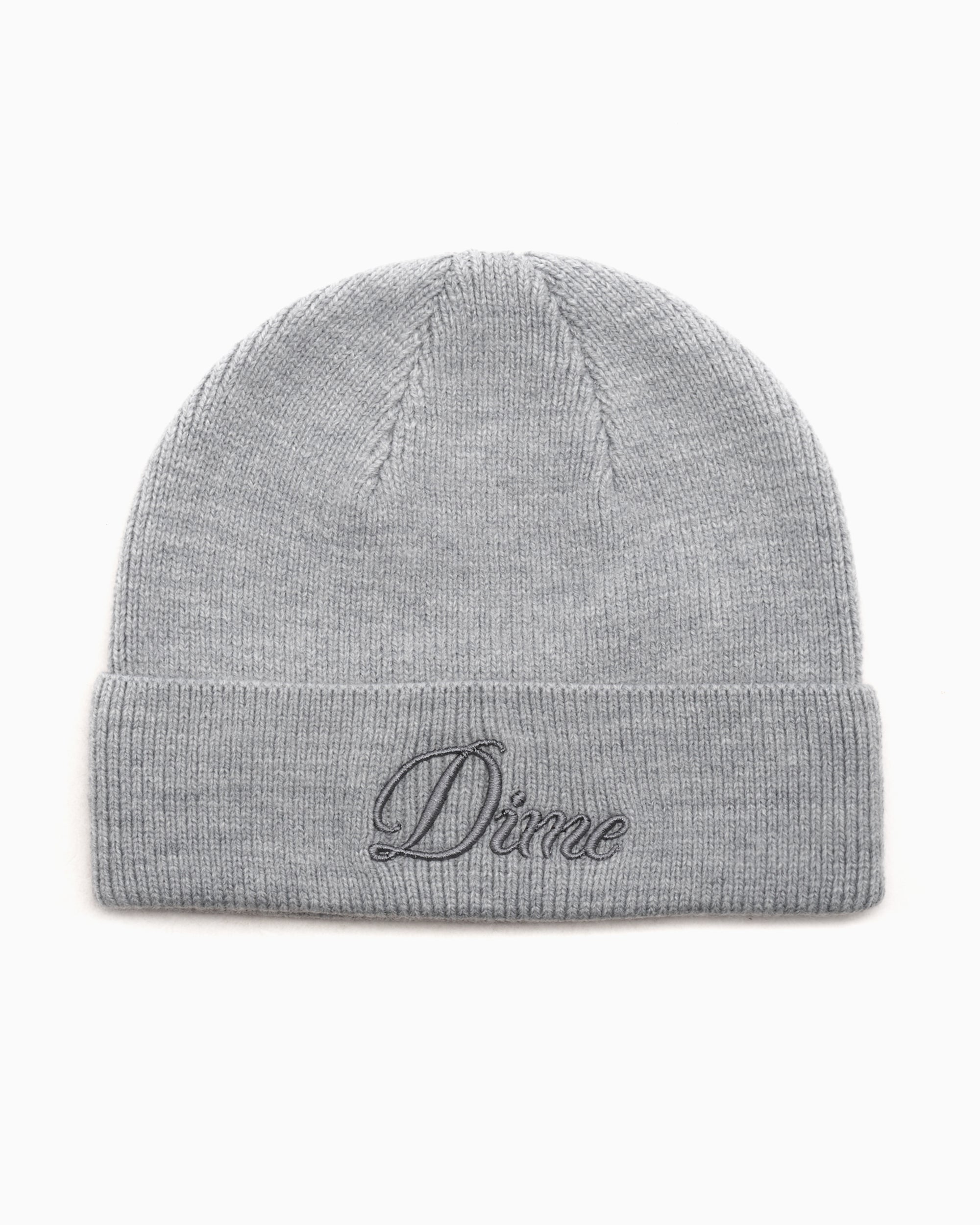 Beanies & Hats Dime MTL Cursive Unisex Wool Fold Beanie Unisex Beanie - DIMEHO2428GRY