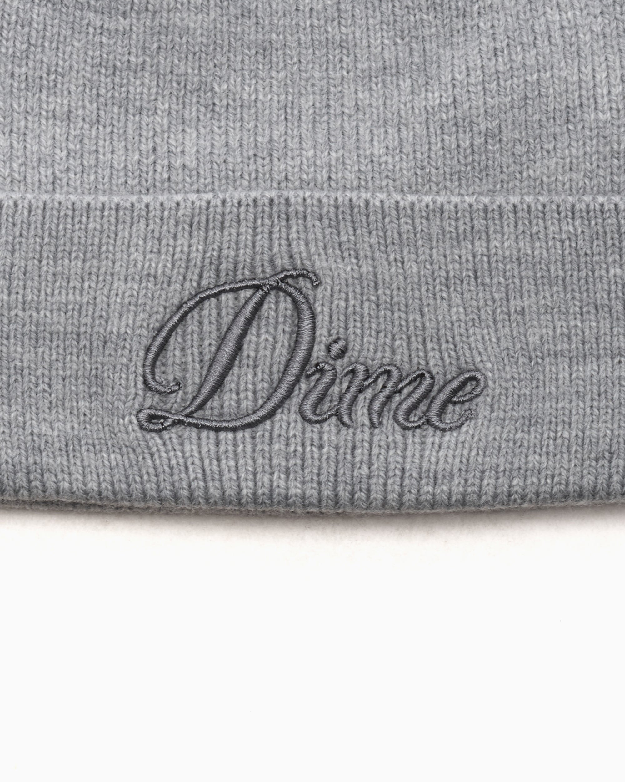 Beanies & Hats Dime MTL Cursive Unisex Wool Fold Beanie Unisex Beanie - DIMEHO2428GRY
