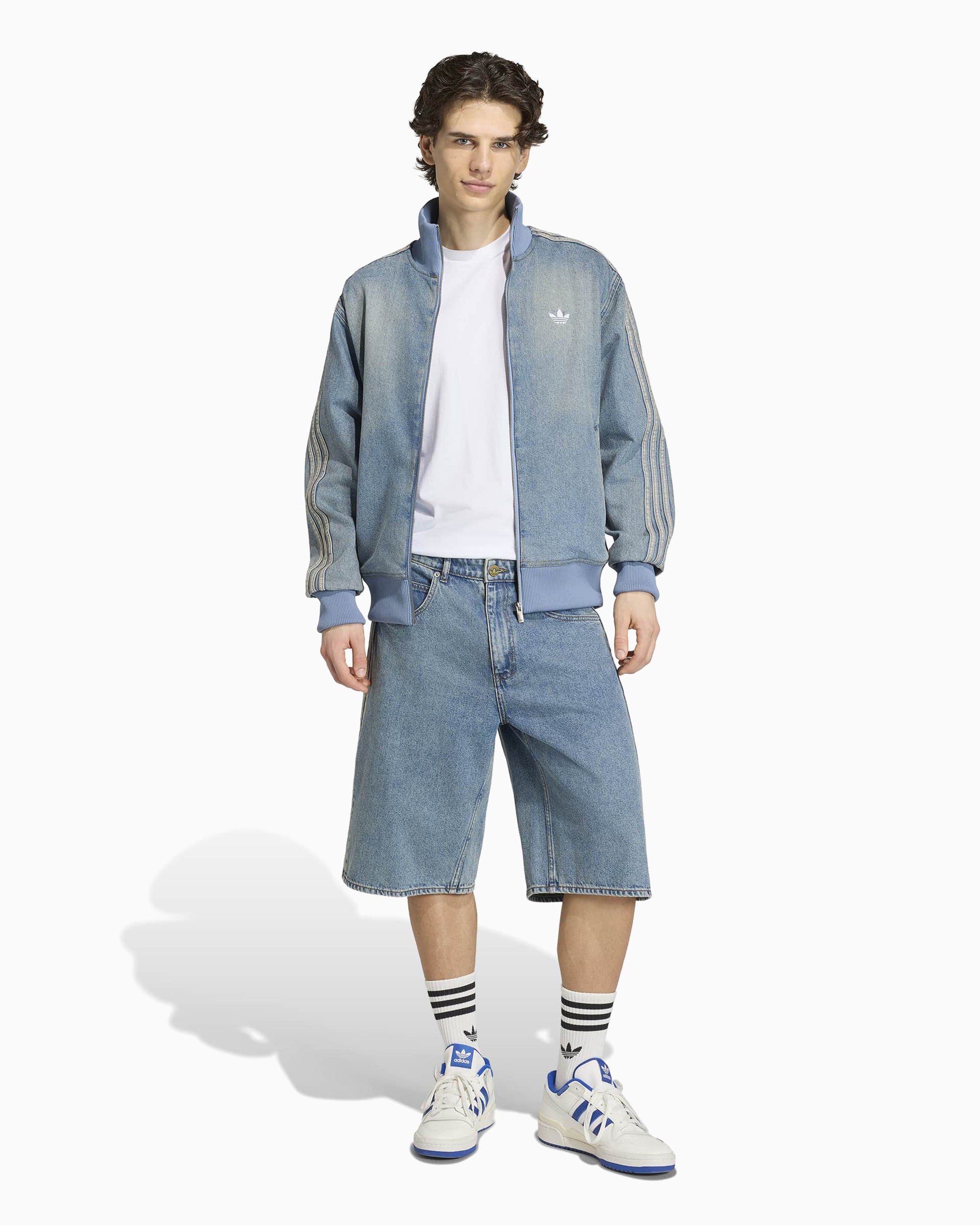 Jackets Coats adidas Originals Firebird Adicolor Denim Logo Relaxed Men's Track Jacket - KS4970
