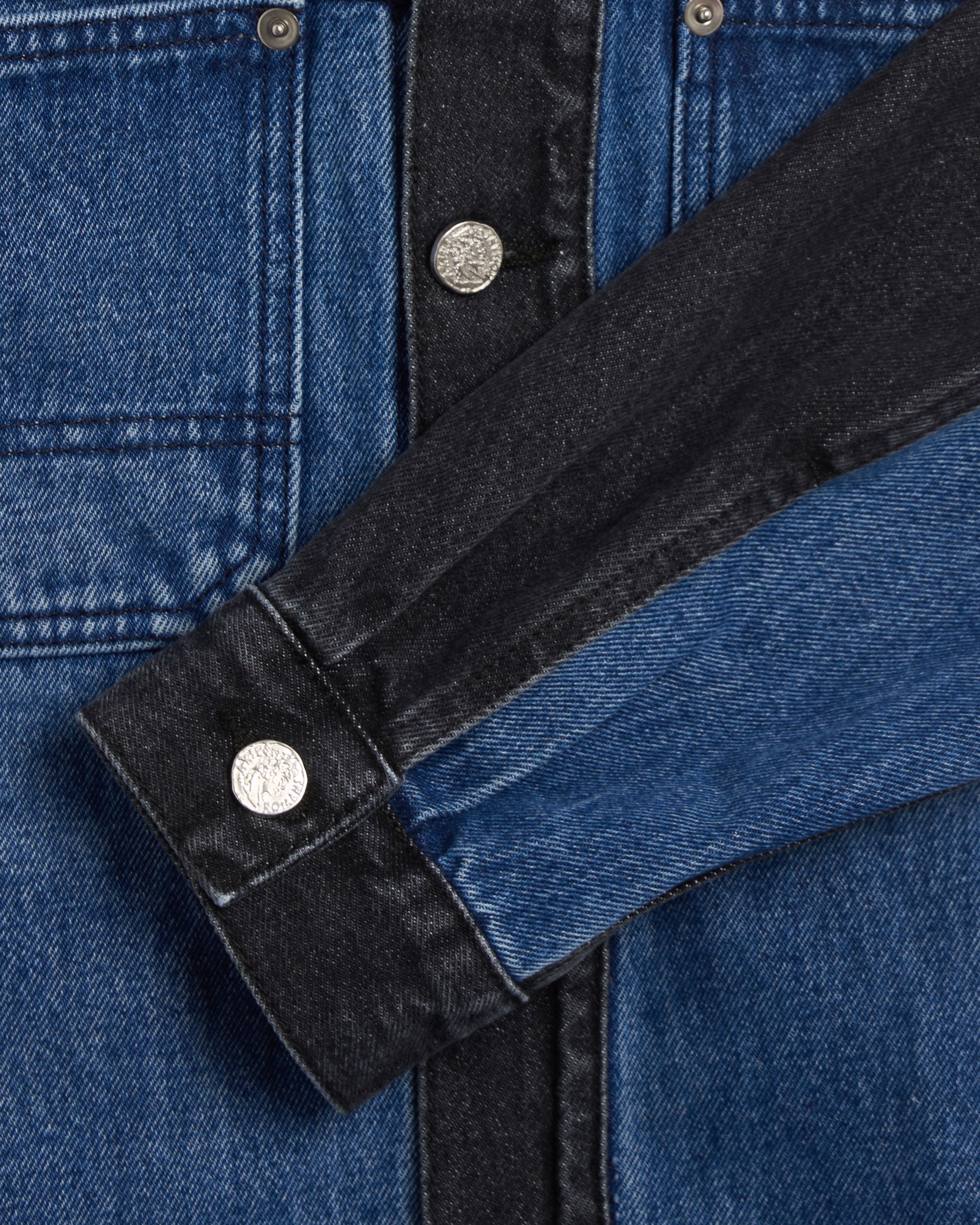 Jackets Coats Aries Colourblocked Men's Denim Work Jacket Men's Denim Jacket - SUAR70305X-BLKBLU