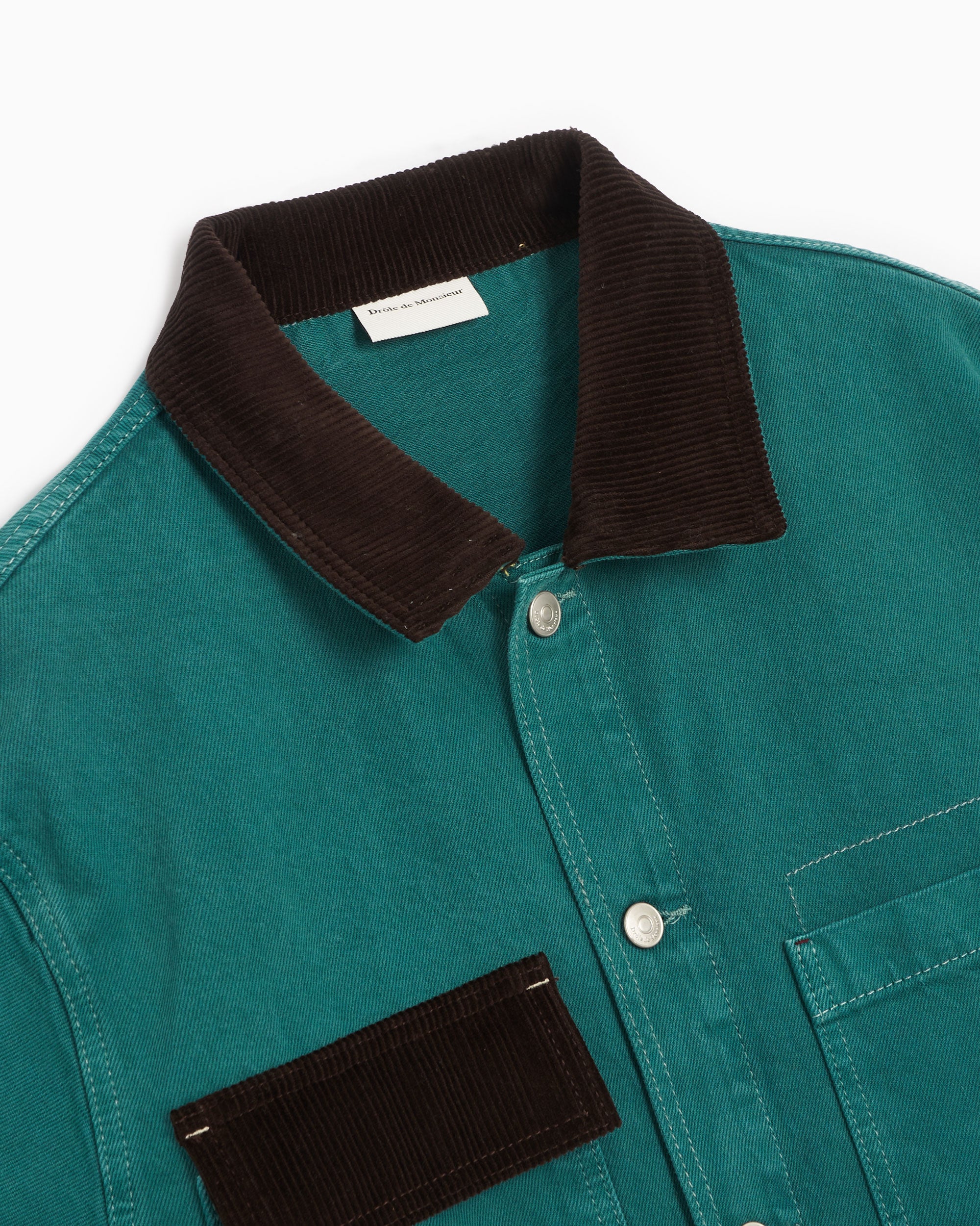 Jackets Coats Drôle de Monsieur Men's Denim Jacket Men's Light Jacket - A-JT119-CO039-GN