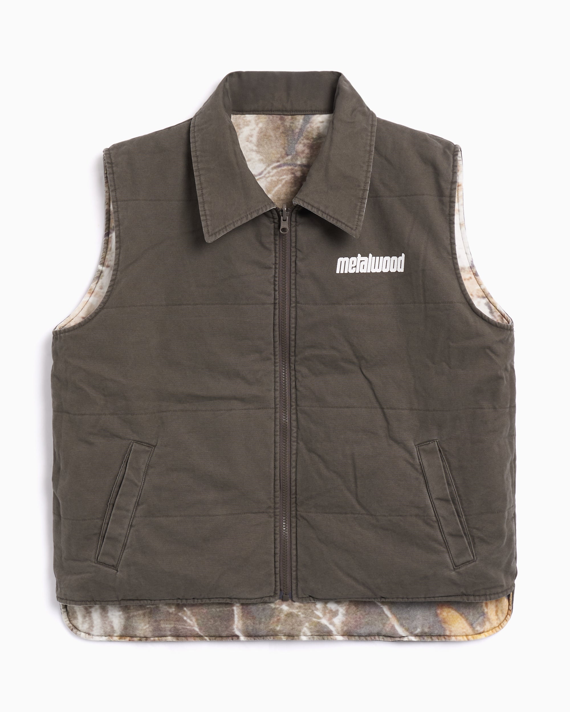 Jackets Coats Metalwood Poly Filled Reversible Men's Vest - MWS25-05-05-FGRN