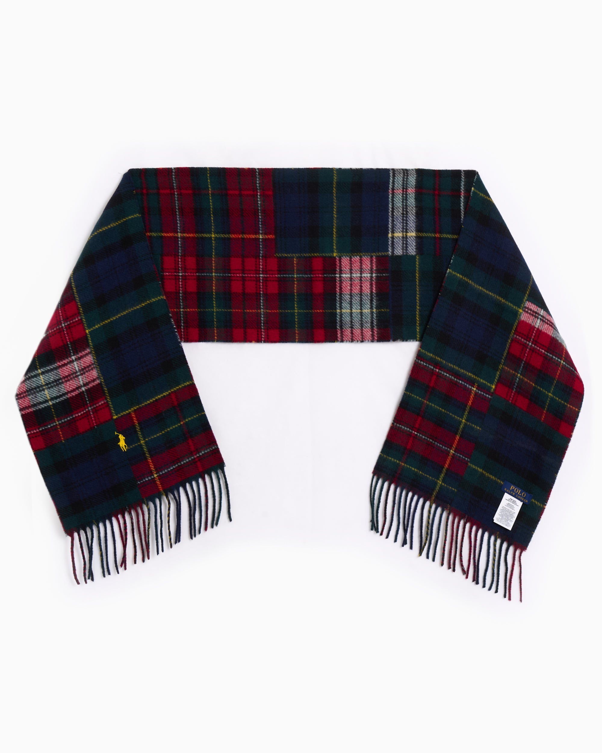 Scarves Gloves Polo Ralph Lauren Blend-Patchwork Plaid Men's Scarf - 449959434001