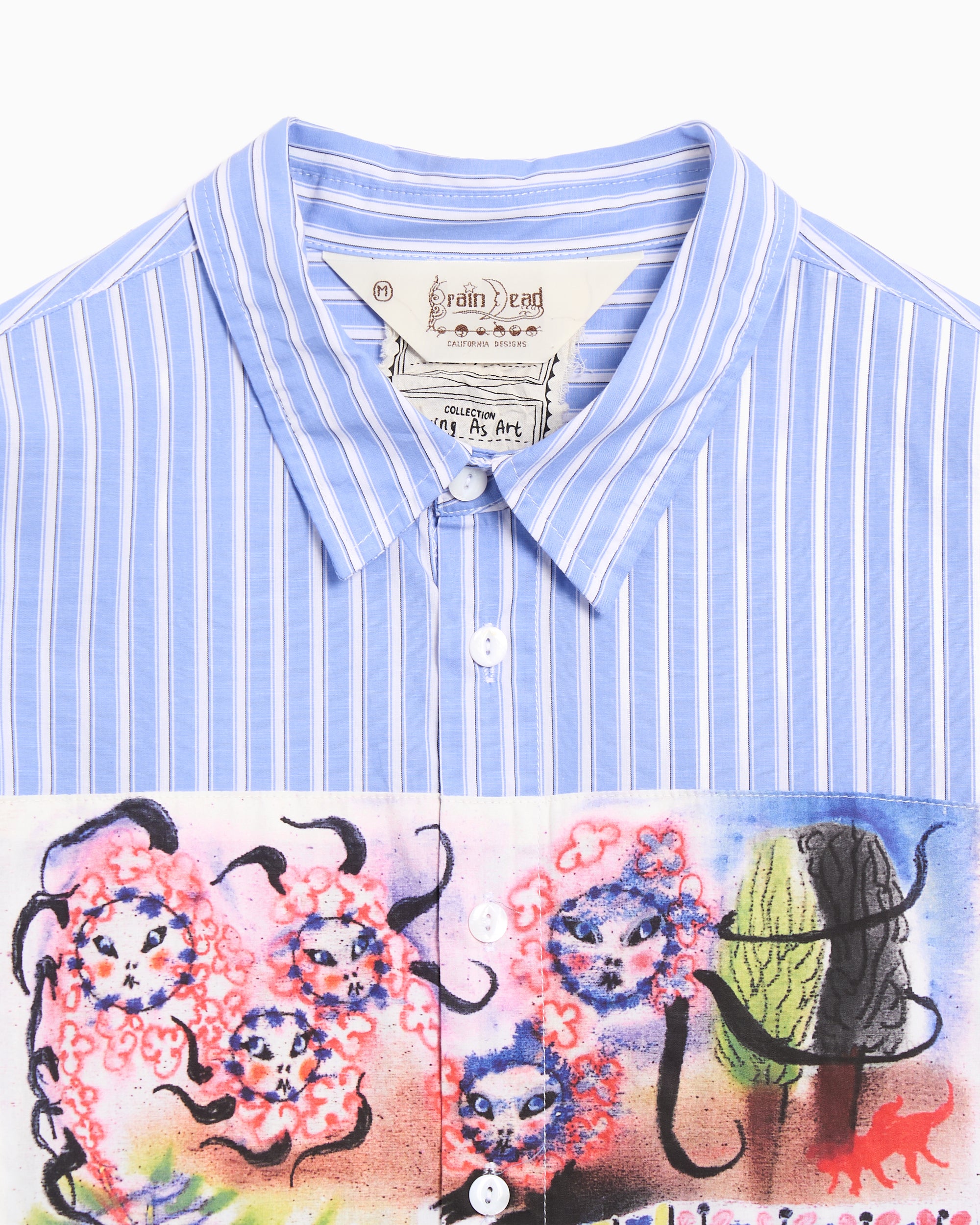 Shirts Brain Dead Omer Oxford Graphic Striped Men's Shirt - BDF25T24O046-BLUE