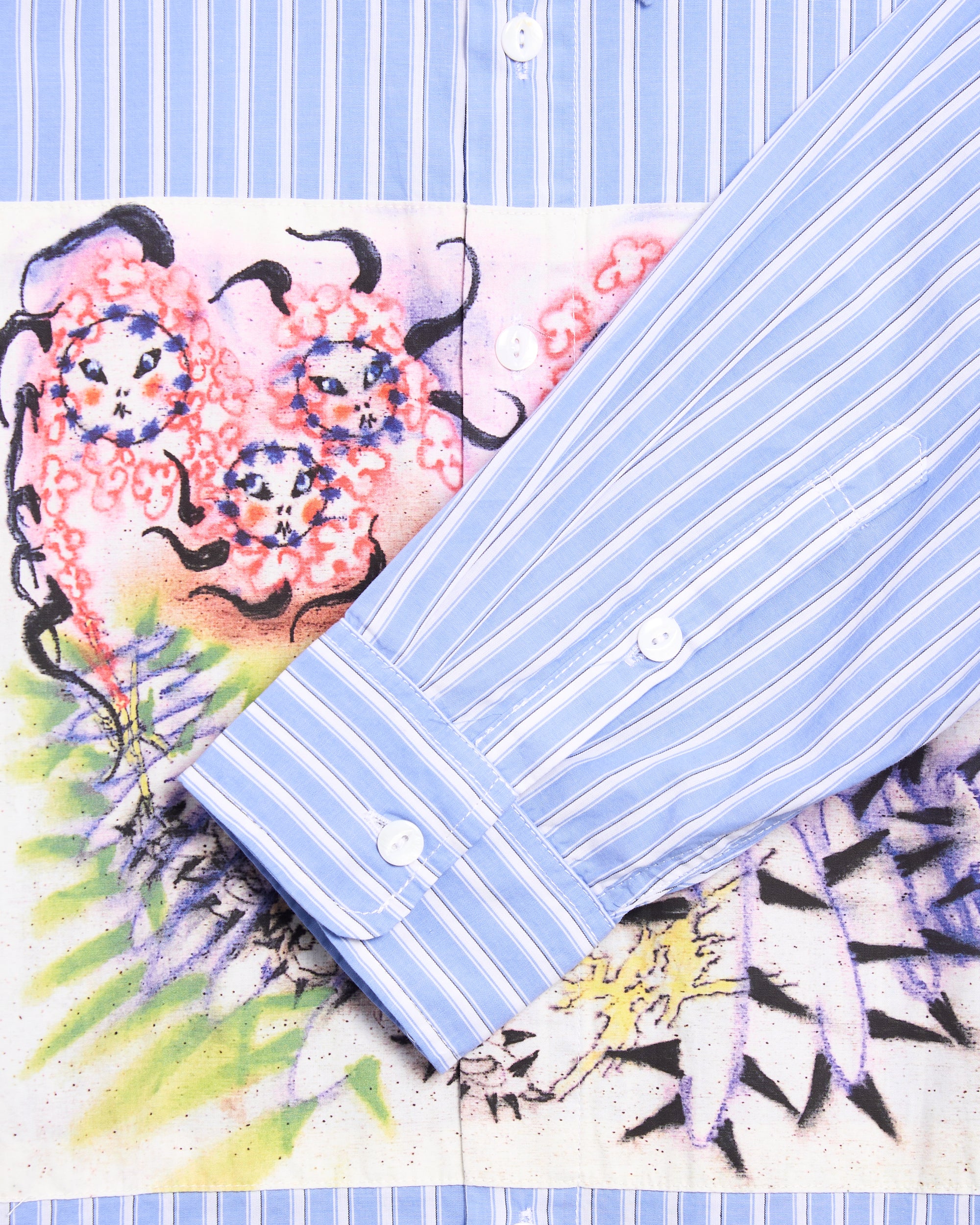 Shirts Brain Dead Omer Oxford Graphic Striped Men's Shirt - BDF25T24O046-BLUE