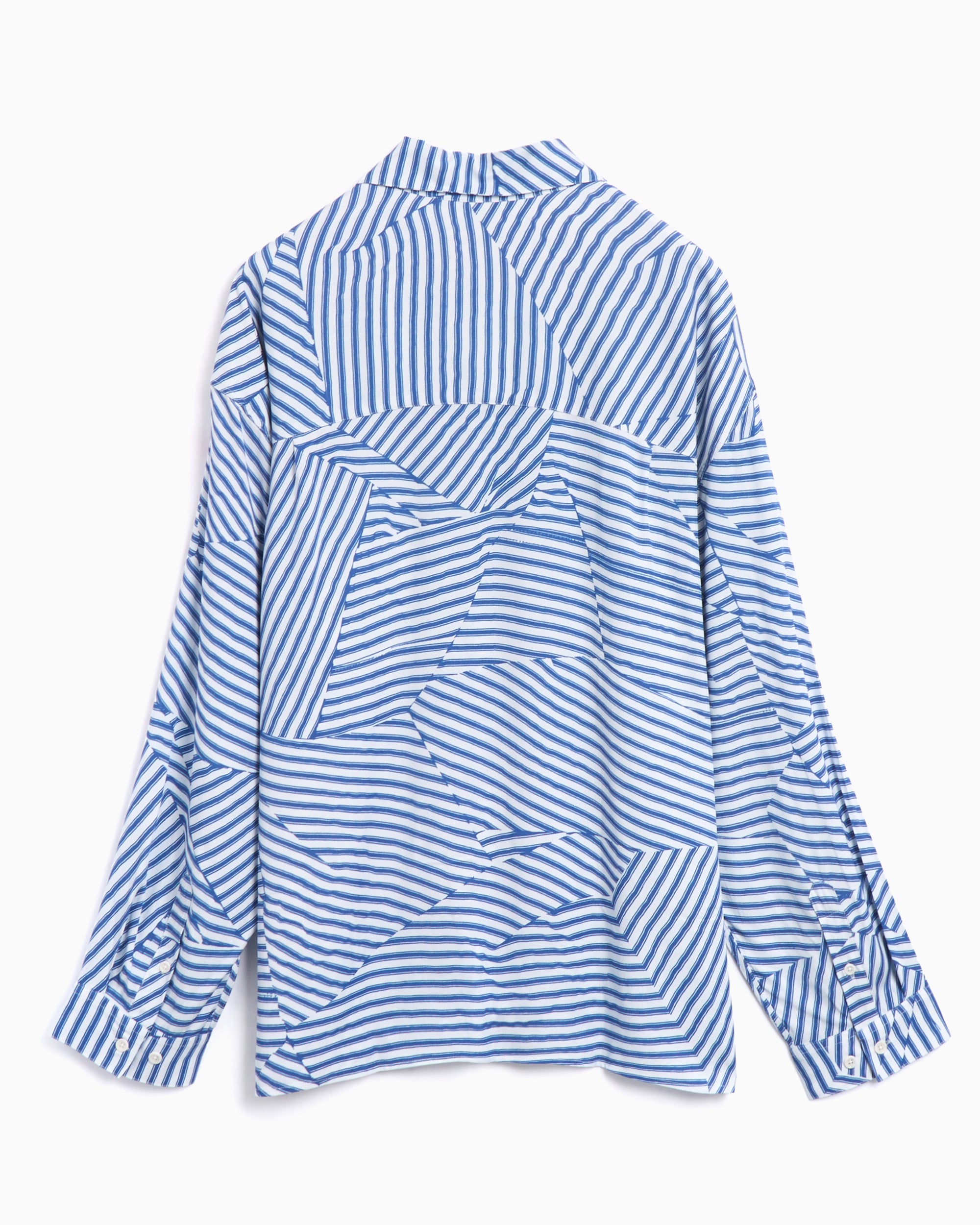 Shirts YMC Wray Men's Long Sleeve Shirt Relaxed Men's Shirt - P2YAX-BLUE/WHITE