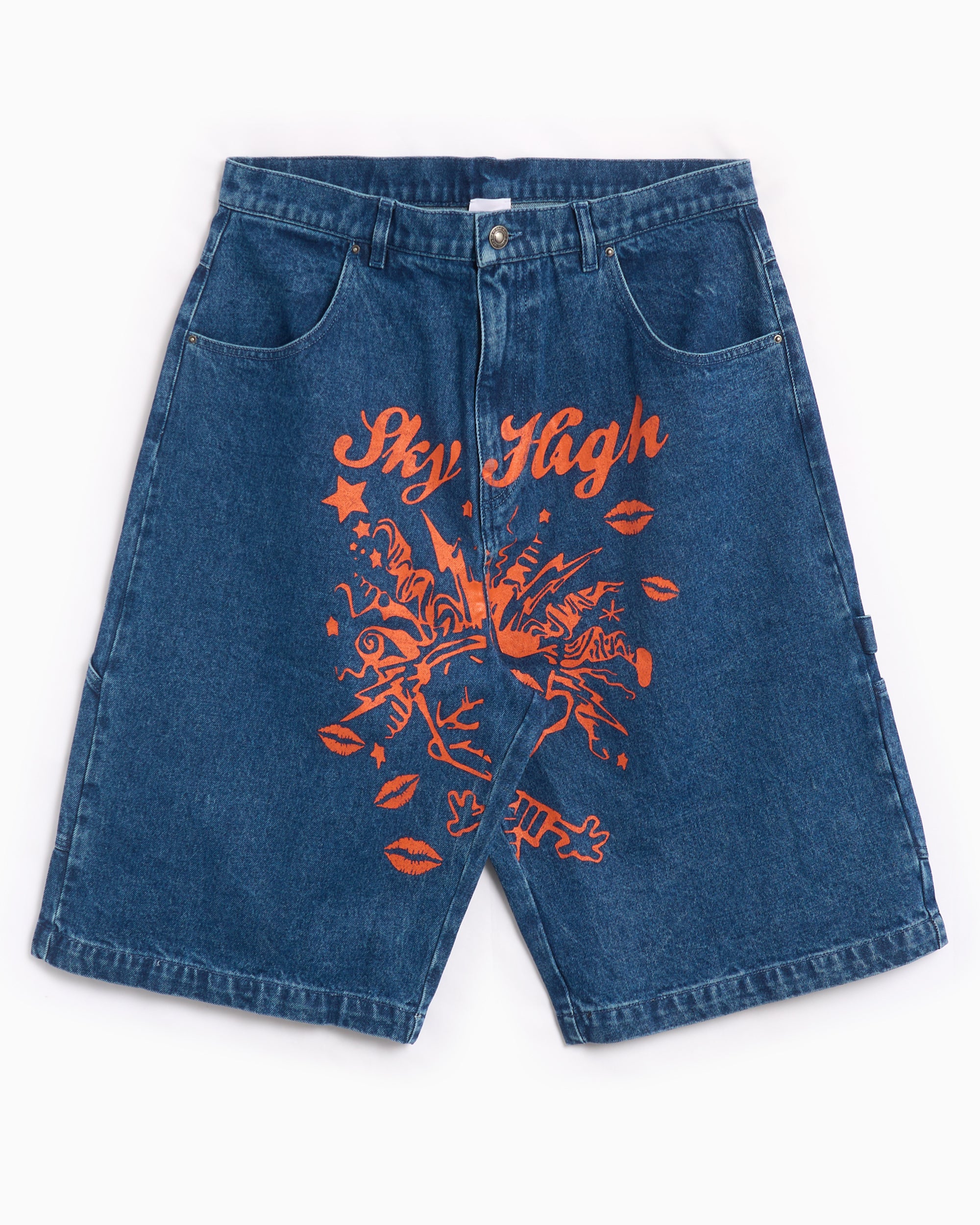 Shorts Sky High Farm Workwear Mindblown Unisex Print Denim Shorts Unisex Shorts - SHF06P005-1