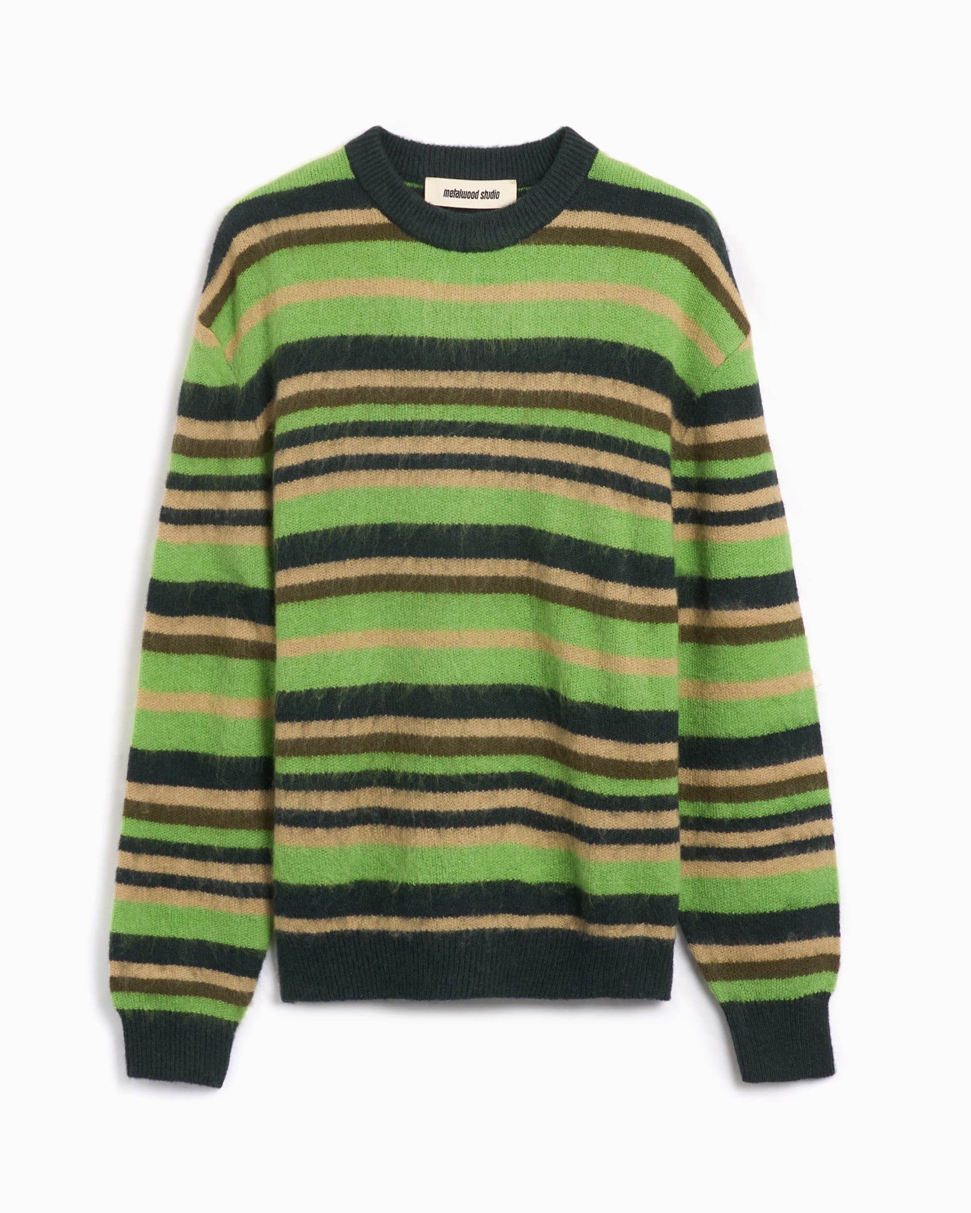 Sweaters Metalwood Studio Men's Striped Knit Sweater Men's Sweater - MWS24-15-101-DGRN