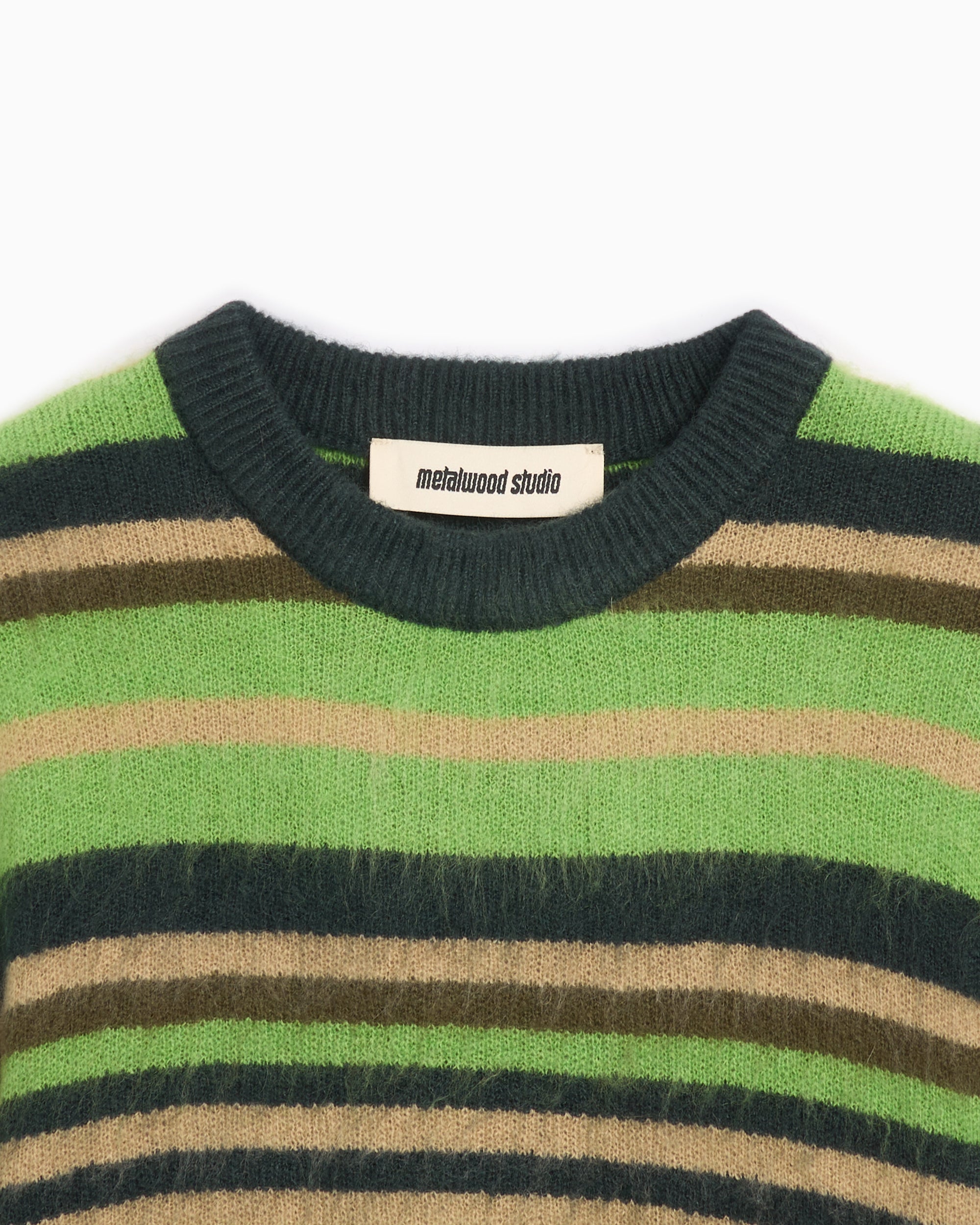 Sweaters Metalwood Studio Men's Striped Knit Sweater Men's Sweater - MWS24-15-101-DGRN