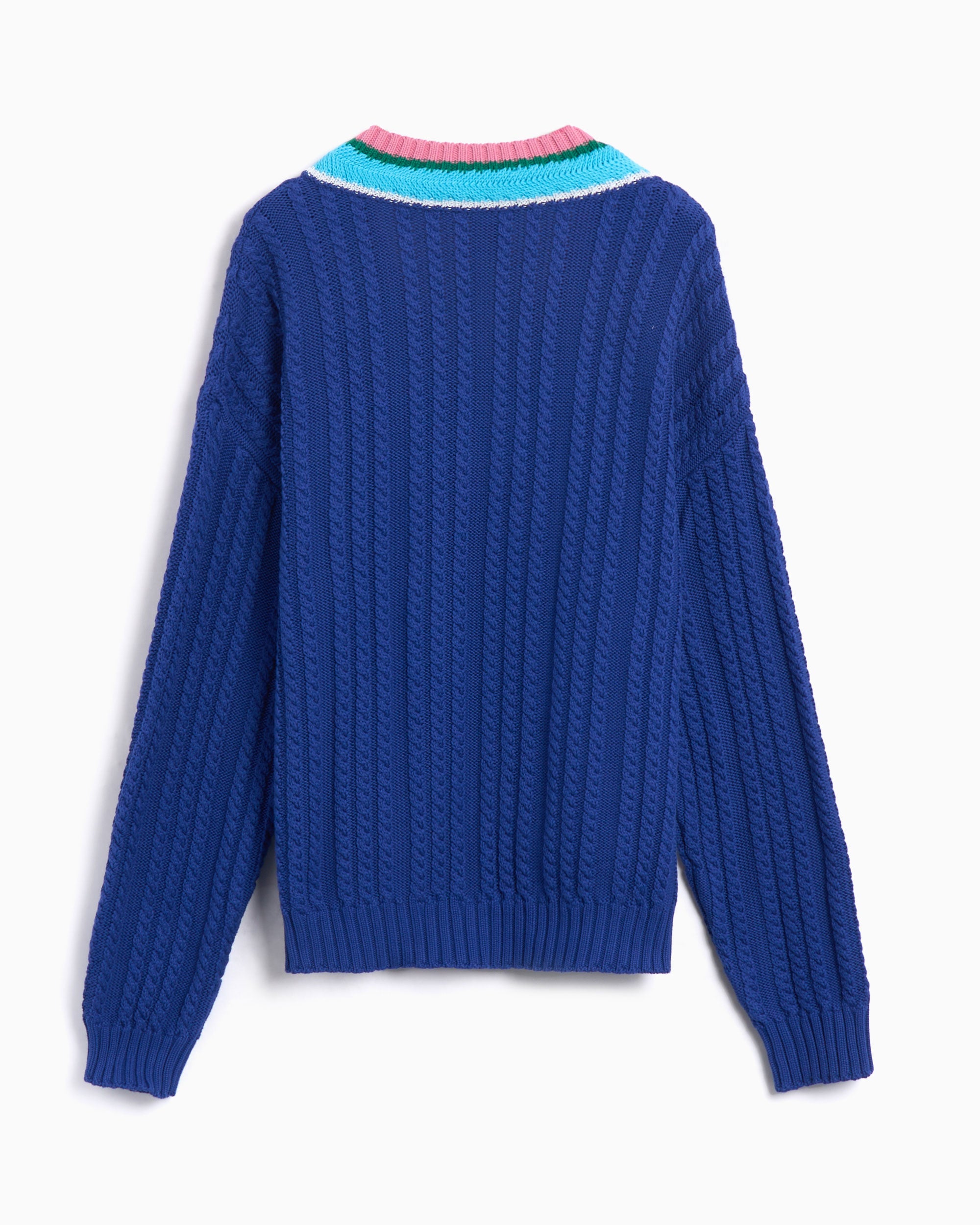 Sweaters Sky High Farm Workwear Cableknit V-Neck Striped Sweater Unisex Sweater - SHF07N007-1