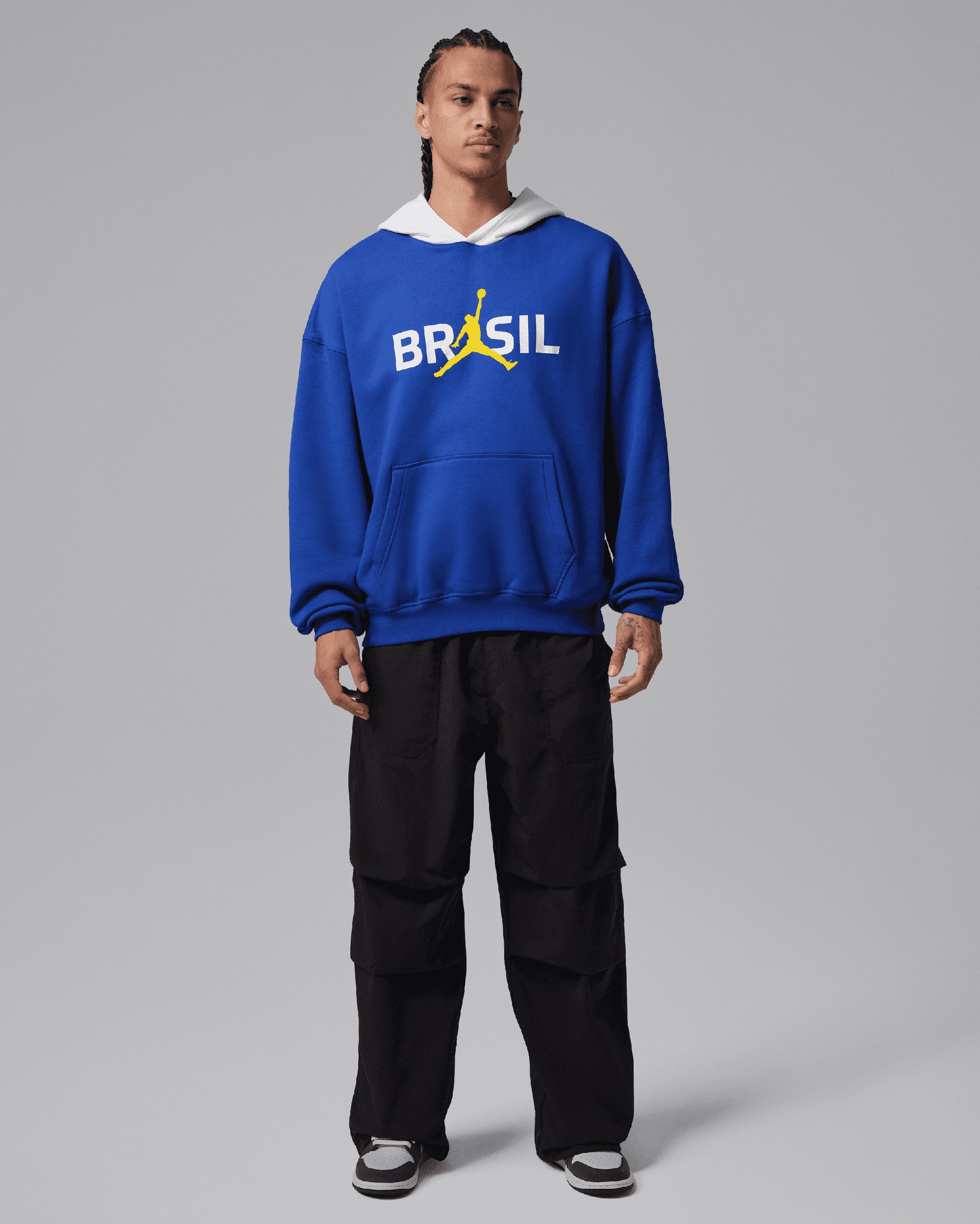 Sweatshirts Jordan Brooklyn Brasil Logo Oversize Men's Hoodie - IF3898-417