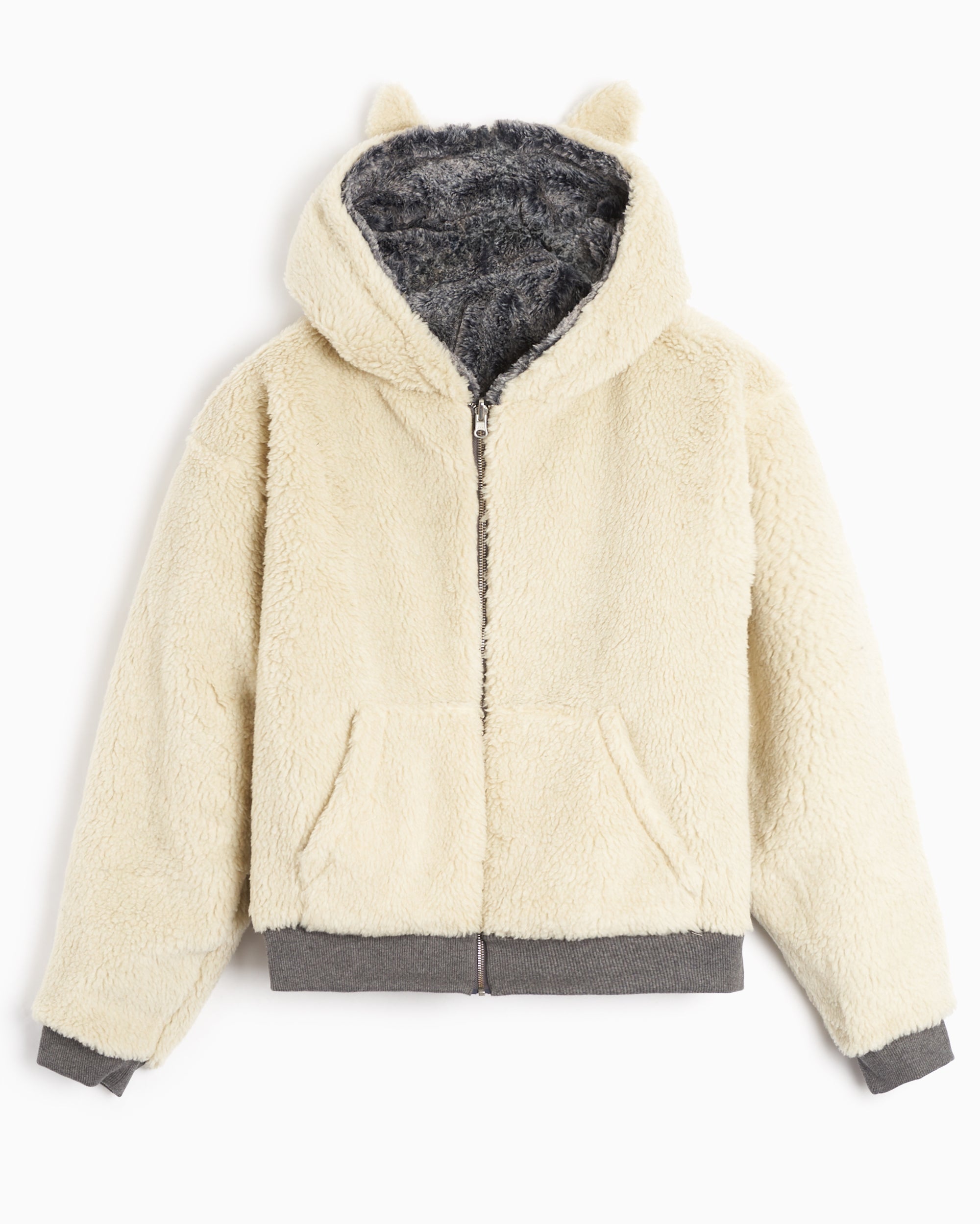 Sweatshirts Sky High Farm Workwear Wolf And Sheep Unisex Reversible Knit Hoodie Unisex Hoodie - SHF04T026-1