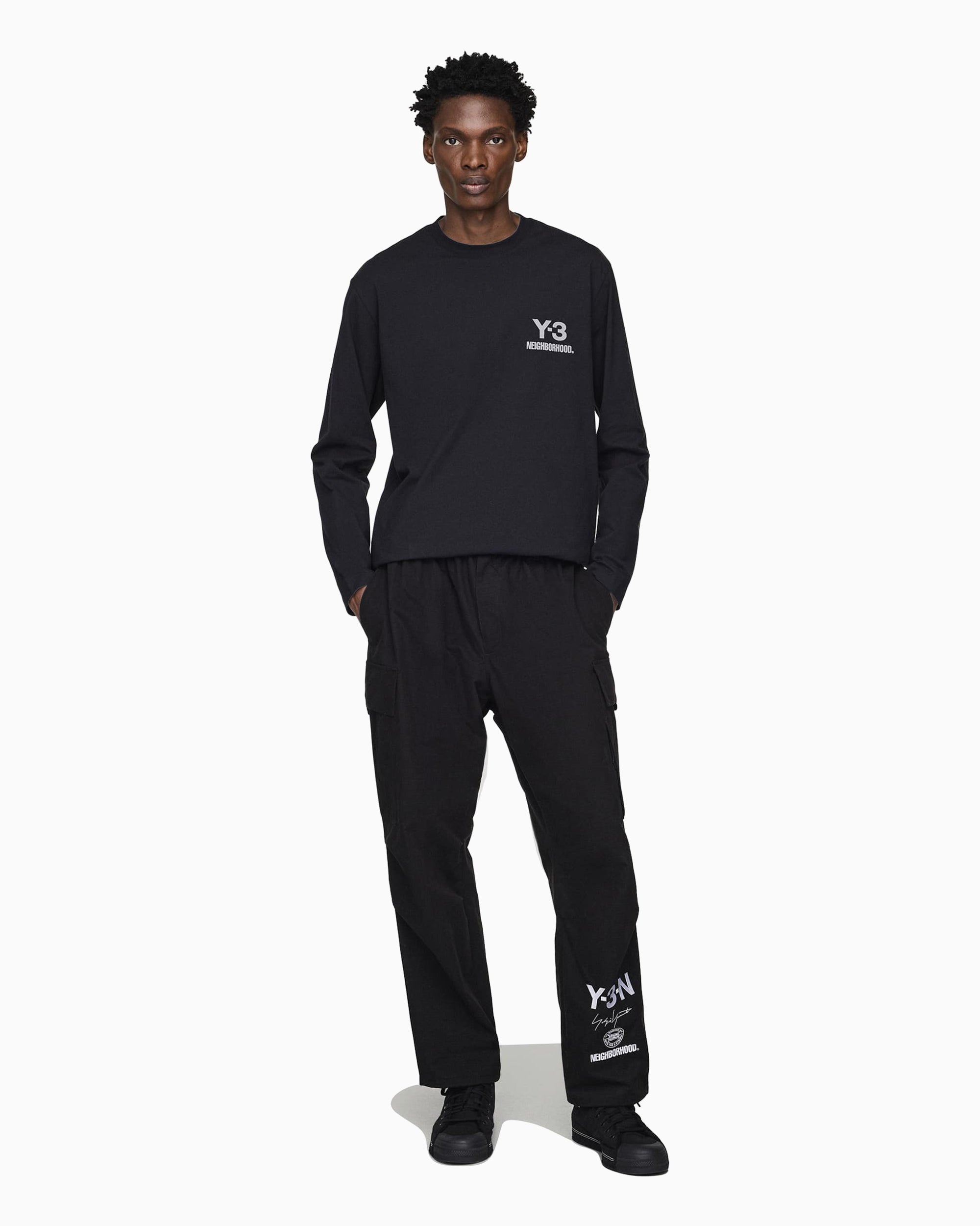 T-Shirts adidas Y-3 x Neighborhood Logo LS Long-Sleeved Relaxed Men's T-Shirt - JW7001