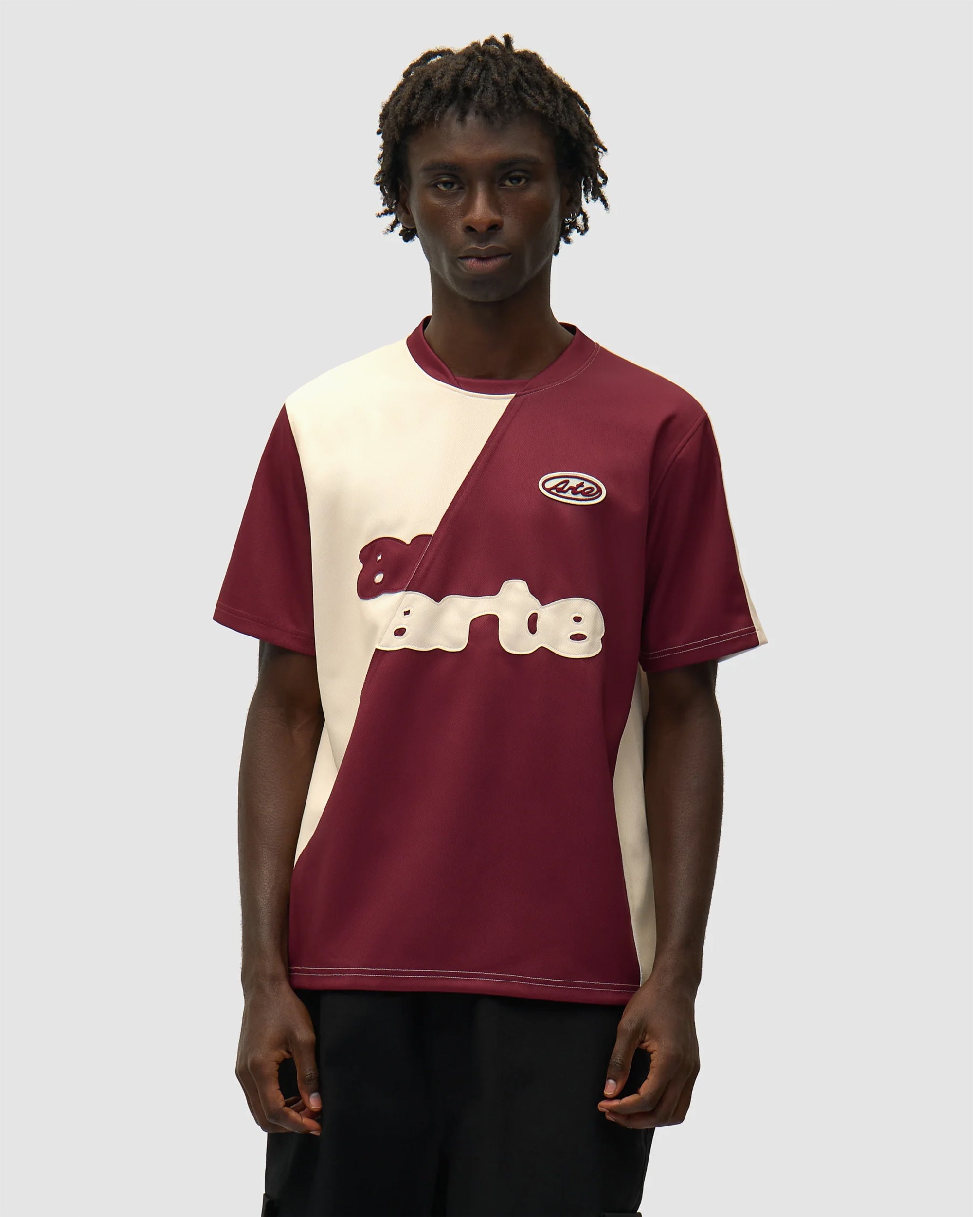 T-Shirts Arte Antwerp Football Embroidered Relaxed Men's T-Shirt - SS26-082T-BordeauxCream