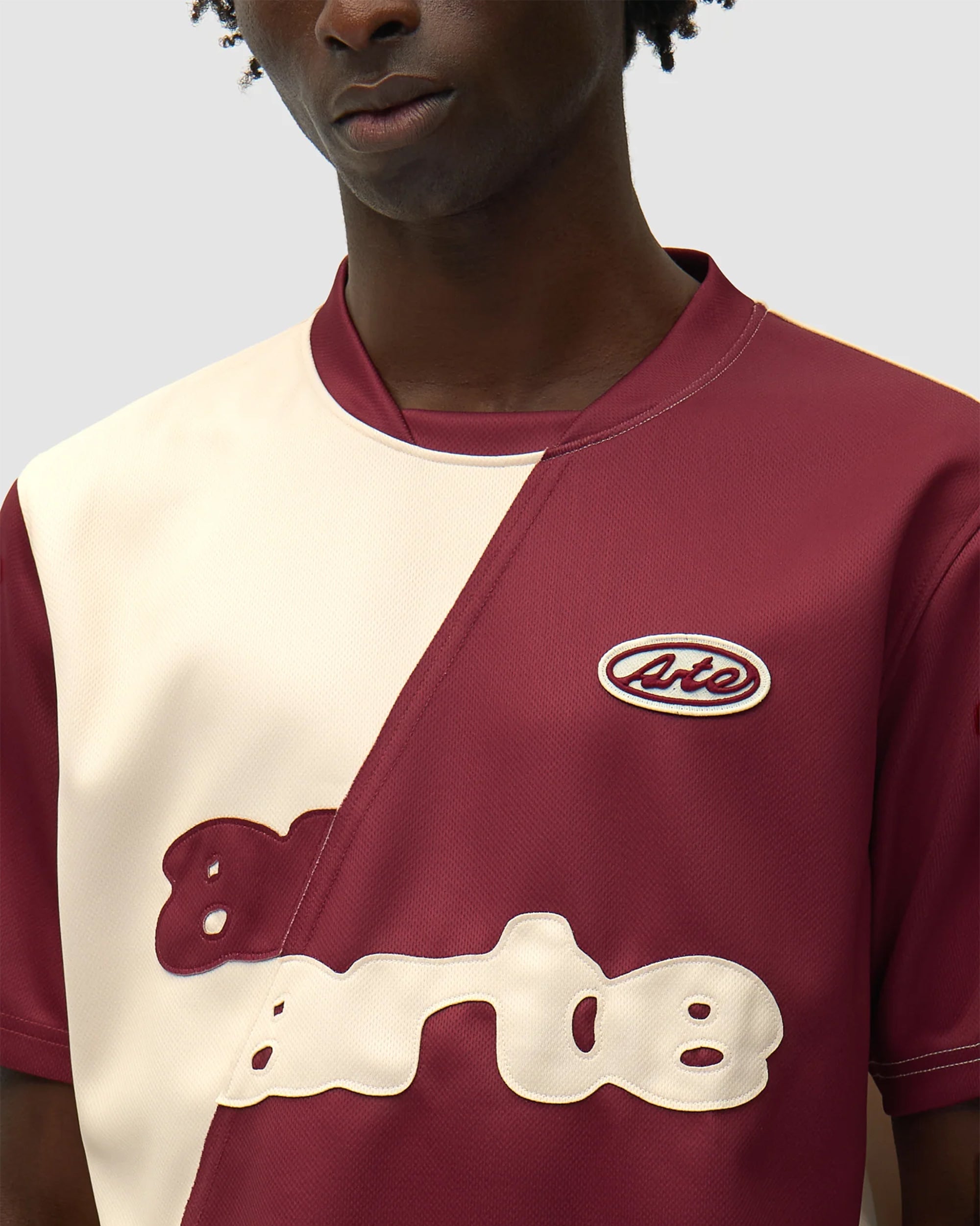 T-Shirts Arte Antwerp Football Embroidered Relaxed Men's T-Shirt - SS26-082T-BordeauxCream