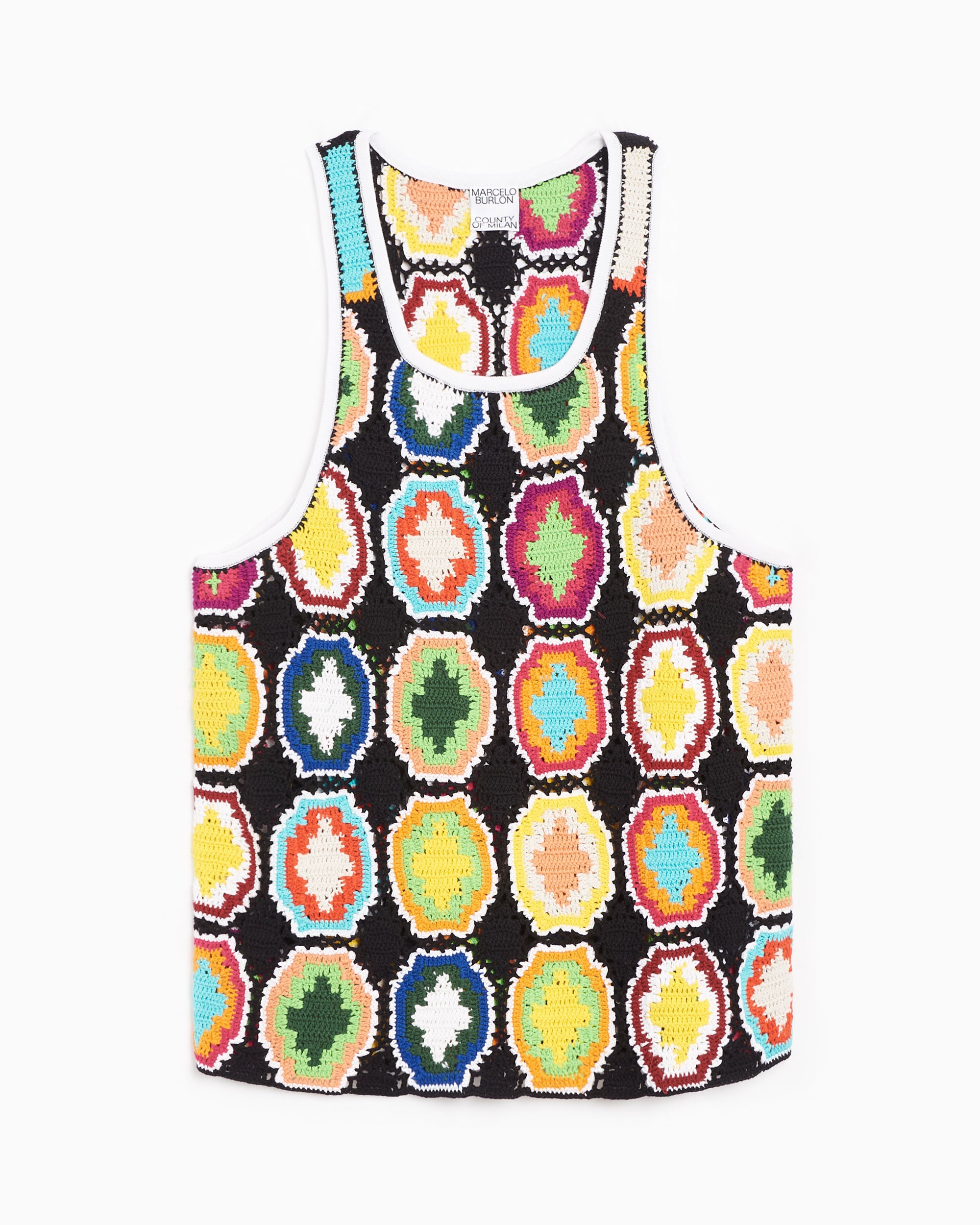 T-Shirts Marcelo Burlon Macrame Cross Men's Knit Tank T-Shirt Men's T-Shirt - CMHA031S22KNI0011084