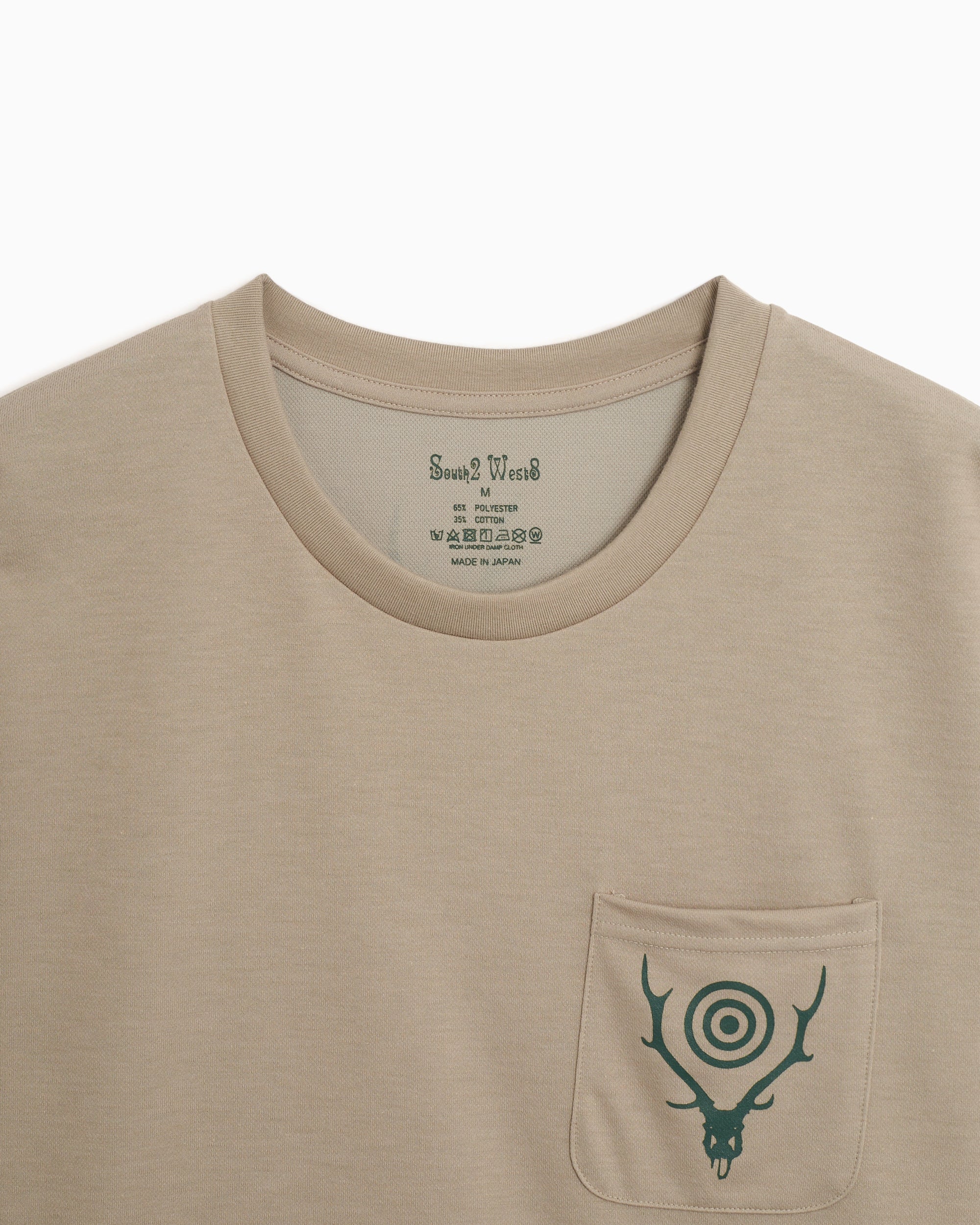 T-Shirts South2 West8 Round Pocket Logo Men's T-Shirt - QV667-B-Taupe