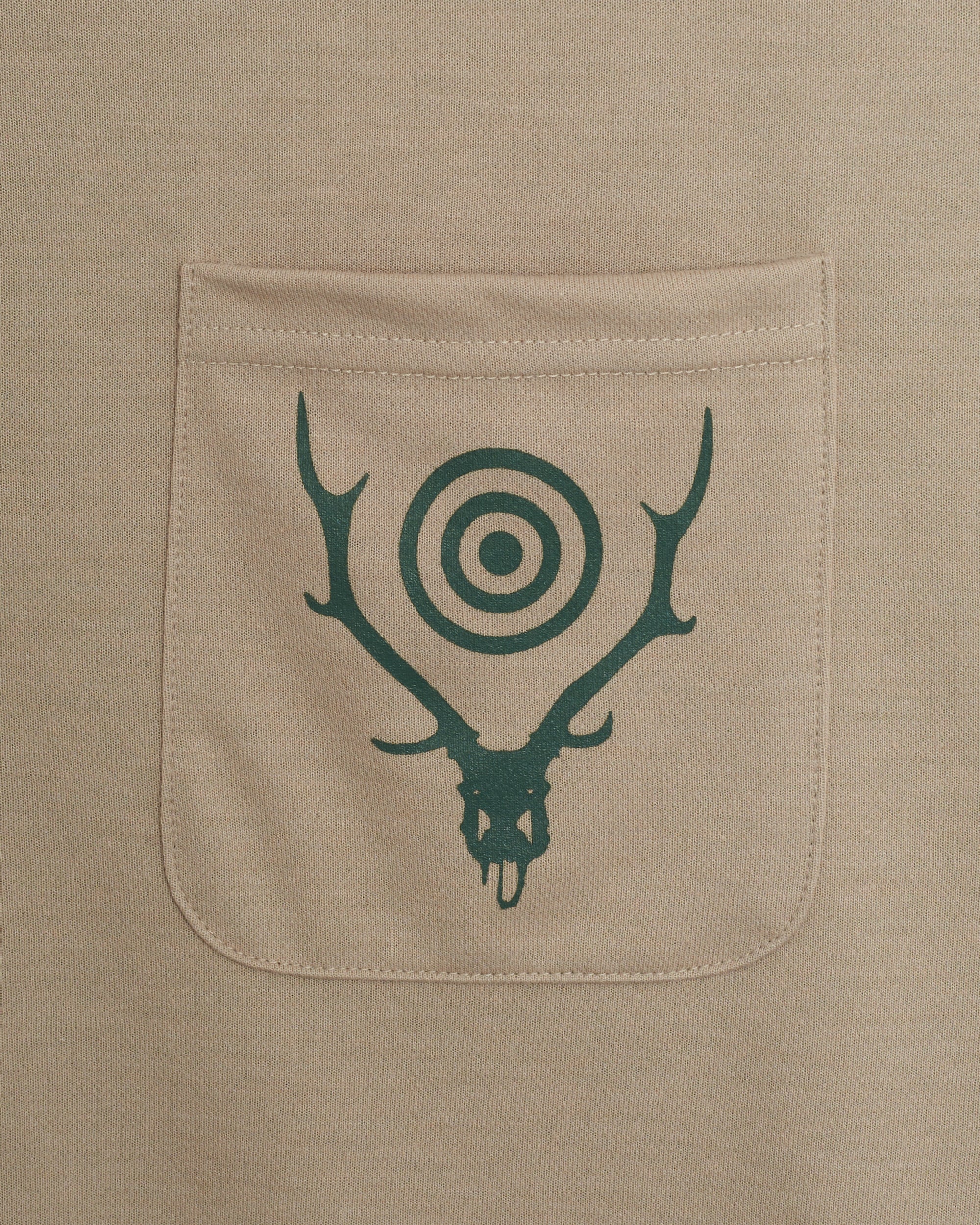 T-Shirts South2 West8 Round Pocket Logo Men's T-Shirt - QV667-B-Taupe