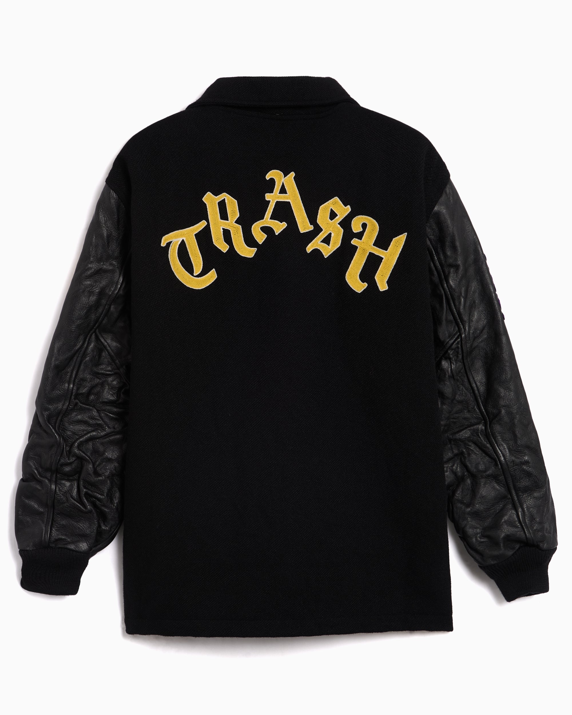 Jackets Coats Needles Lettered Graphic Relaxed Men's Varsity Jacket - RW170-B-Black