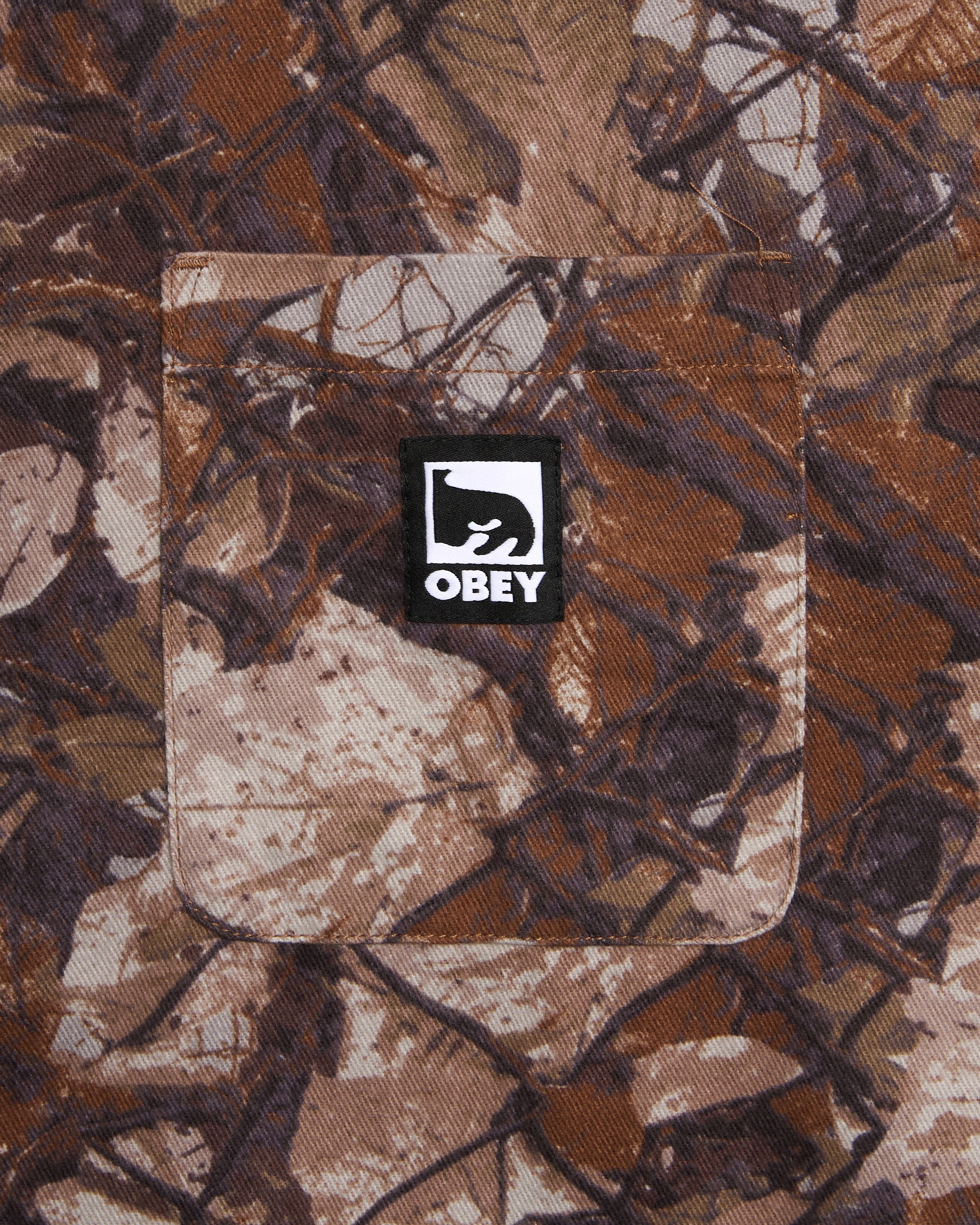 Jackets Coats OBEY Clothing Fence Camo Print Relaxed Men's Overshirt - 181200422-FNC