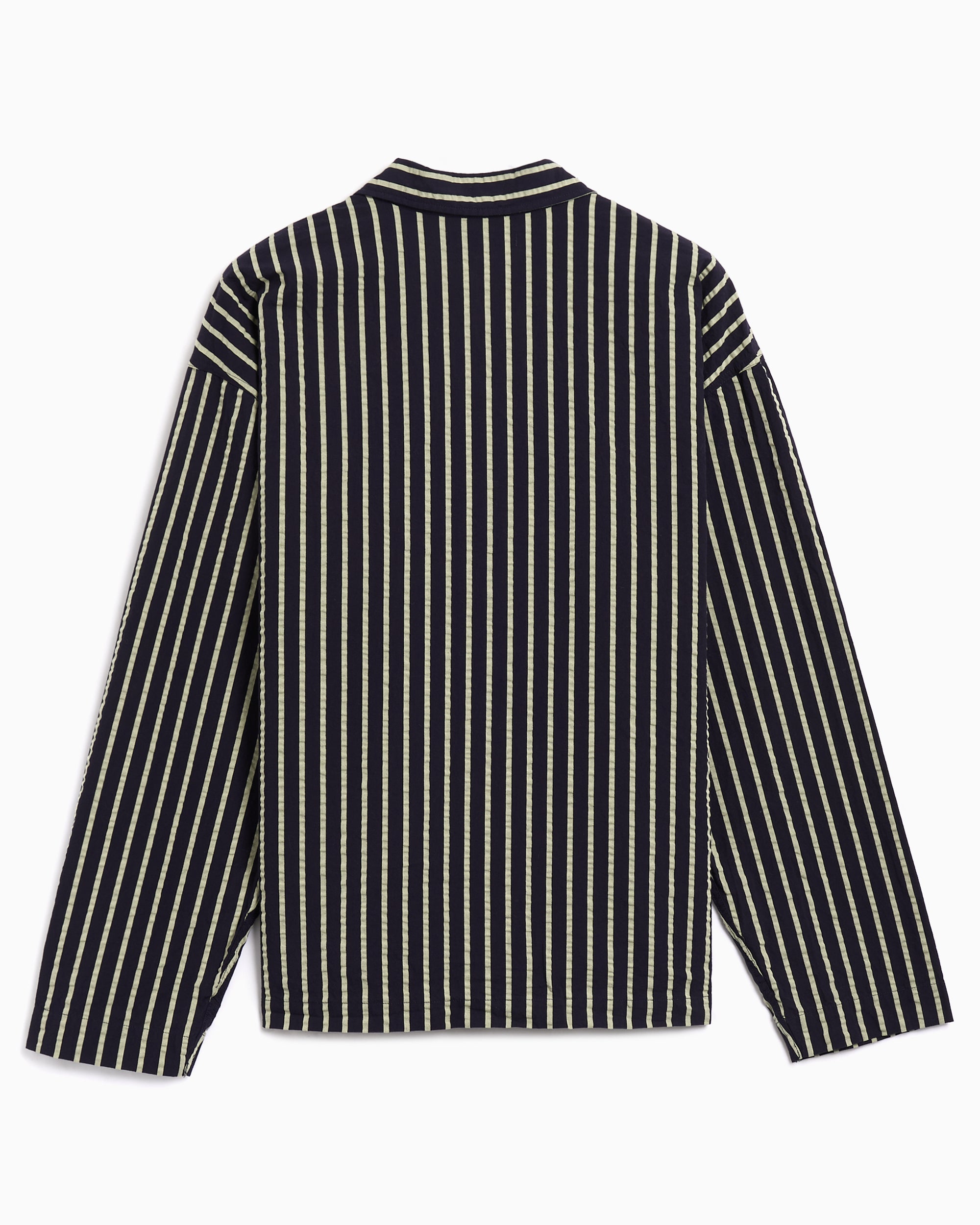 Jackets Coats YMC PJ Striped Relaxed Men's Overshirt - P5YMF-NAVYYELLOW