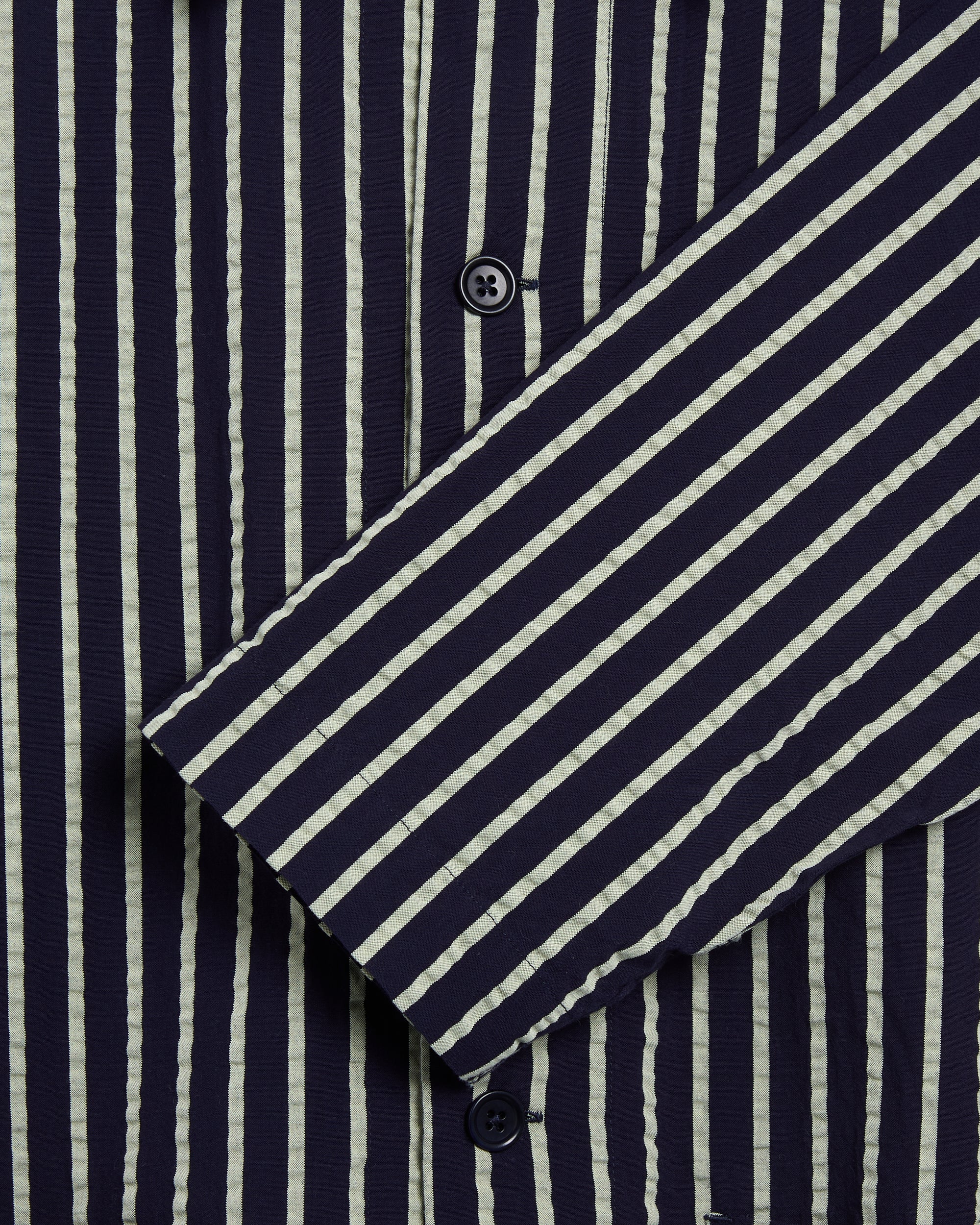 Jackets Coats YMC PJ Striped Relaxed Men's Overshirt - P5YMF-NAVYYELLOW
