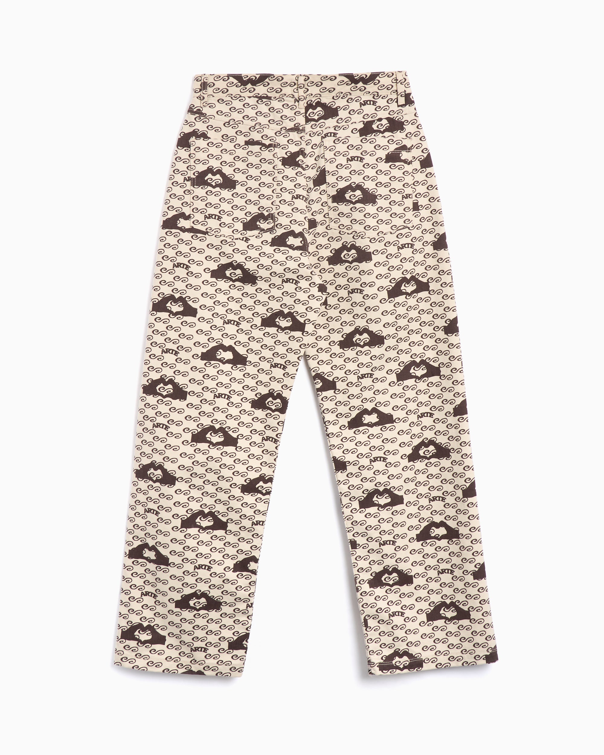 Pants Arte Antwerp Hand Heart Men's Printed Pants Men's Pants - SS25-070P-Cream/Brown