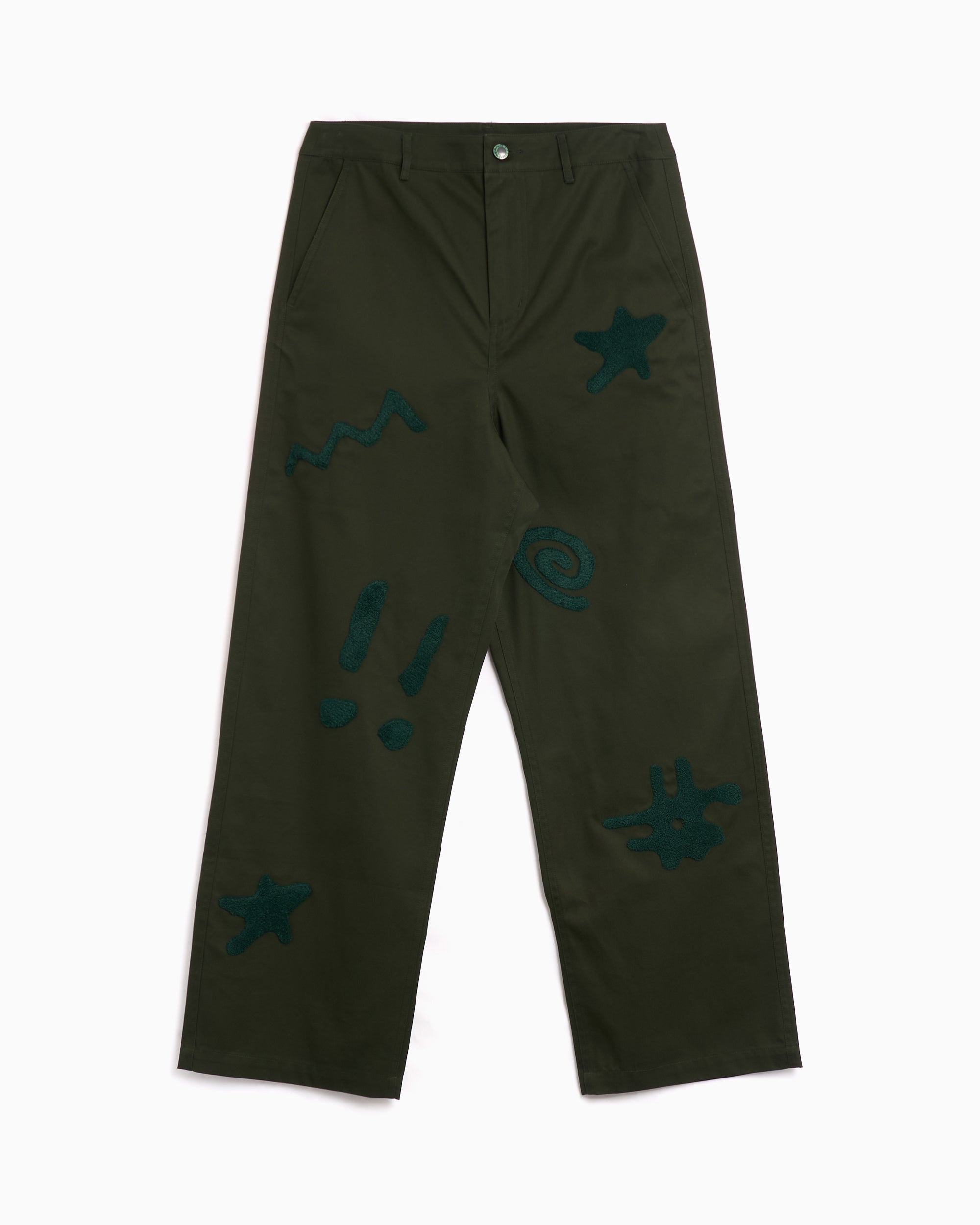 Pants Brain Dead Chenille Symbols Four Pocket Men's Pants Men's Pants - F24B12004045-DEEP GREEN