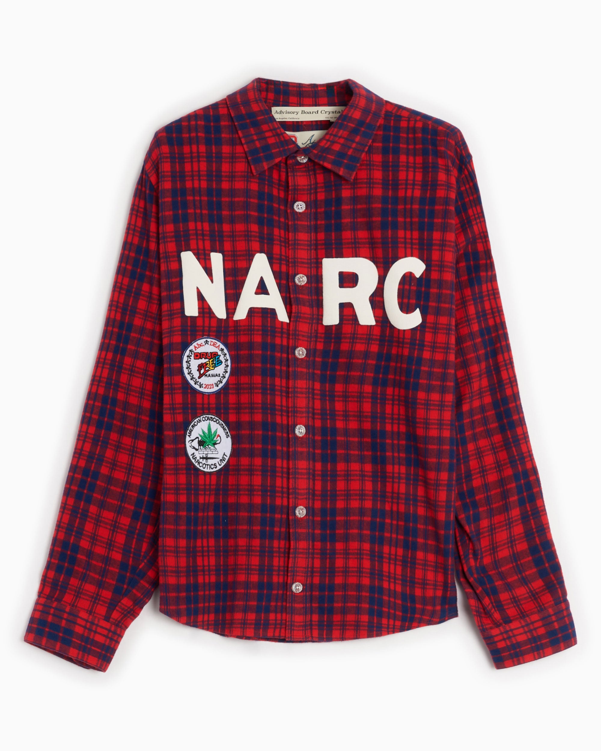 Shirts Advisory Board Crystals Abc. NARC Men's Flannel Shirt Men's Shirt - ABCFW23NFS-Red Plaid