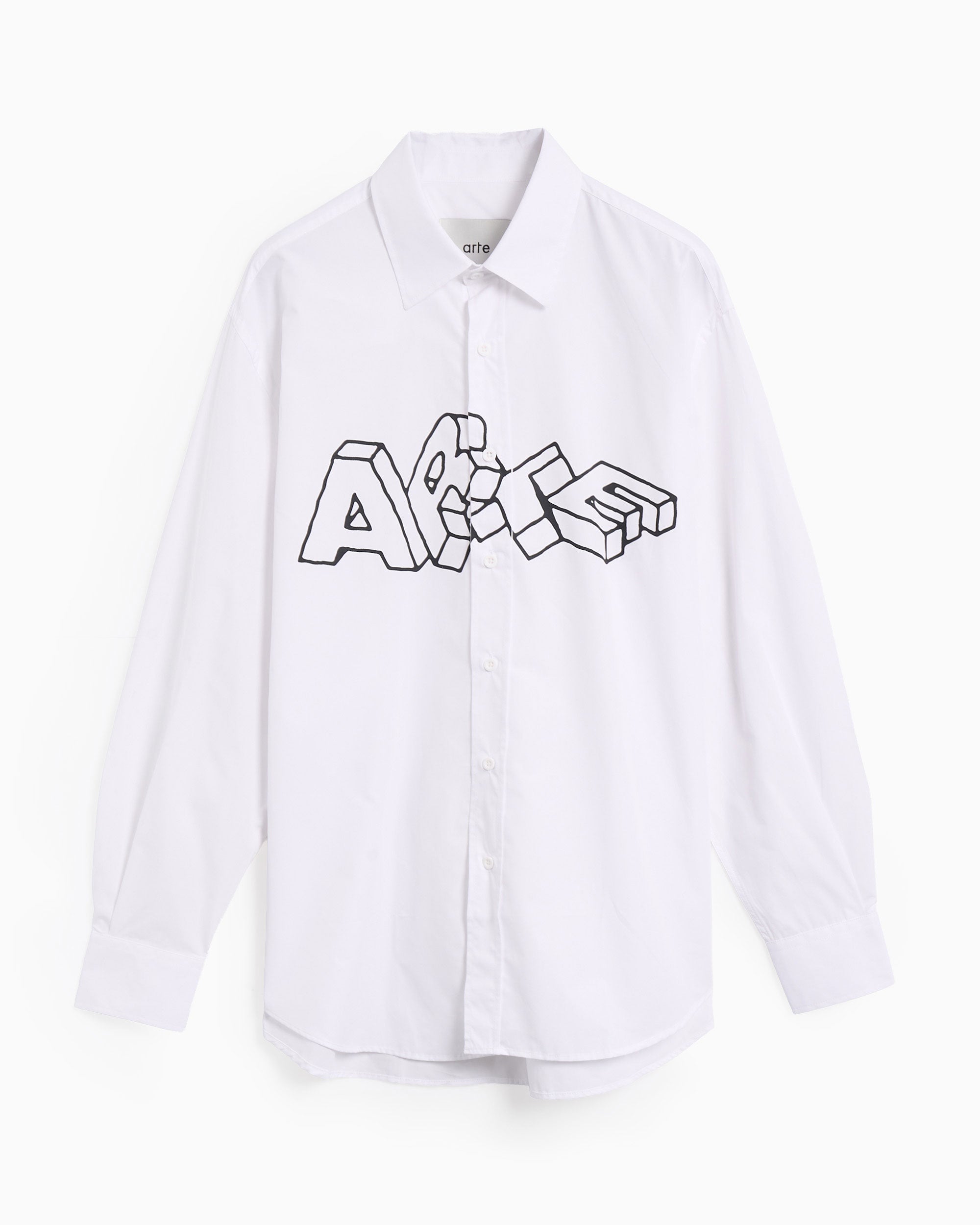 Shirts Arte Antwerp Arte Blocks Graphic Relaxed Men's Shirt - AW25-039S-White