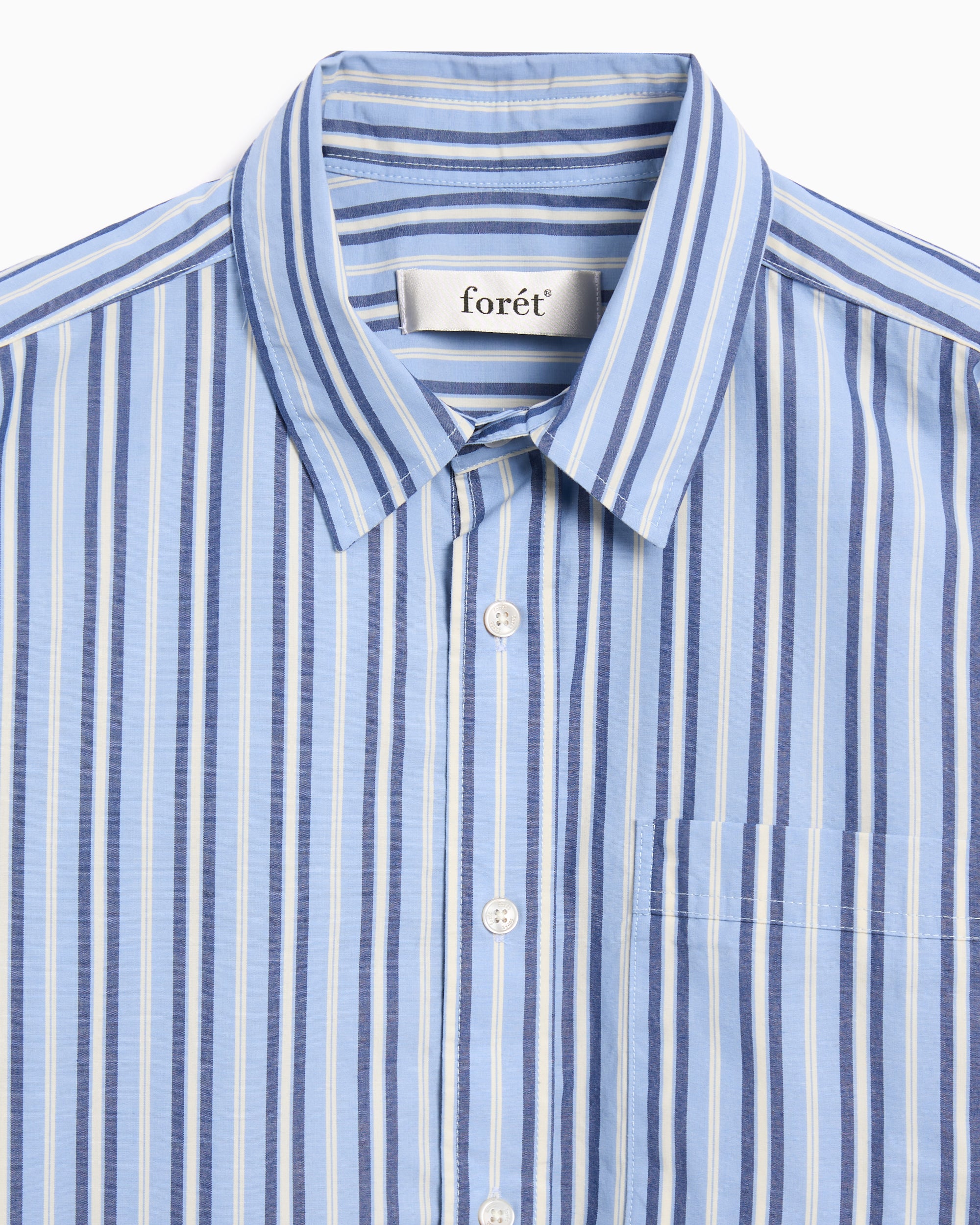 Shirts Forét Atlas Poplin Striped Short-Sleeved Men's Shirt - F6028-LIGHTBLUE