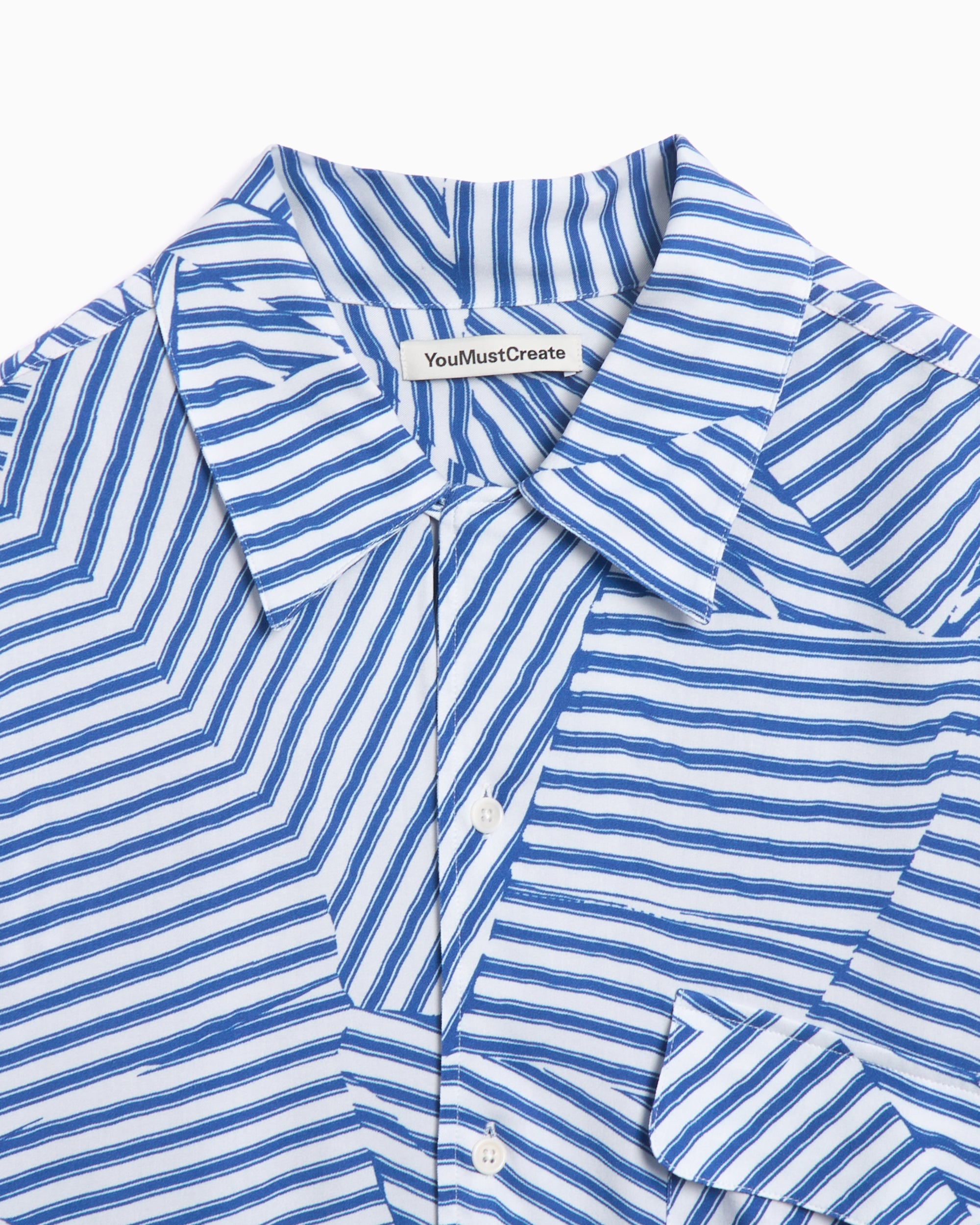 Shirts YMC Wray Men's Long Sleeve Shirt Relaxed Men's Shirt - P2YAX-BLUE/WHITE