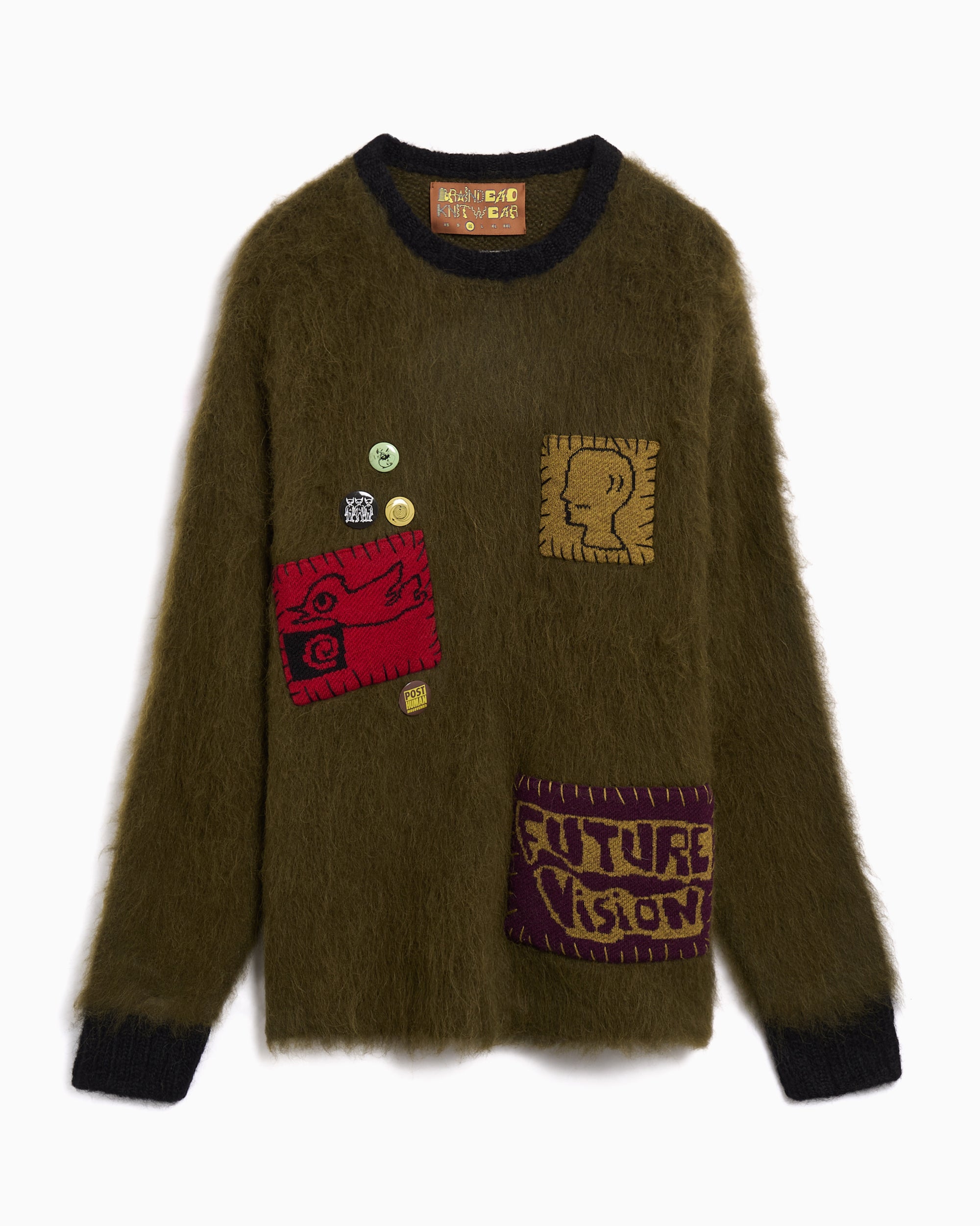 Sweaters Brain Dead Future Vision Graphic Boxy Men's Sweater - BDF25O12O045-OLIVE