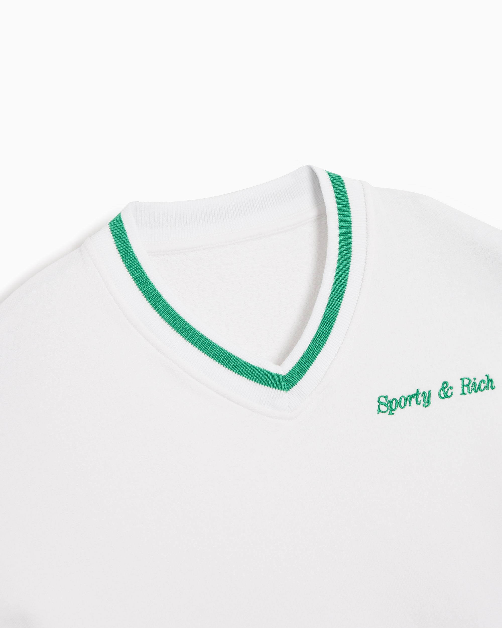 Sweaters Sporty & Rich Classic Logo Embroidered V-Neck Women's Sweater Women's Sweater - VN851WH