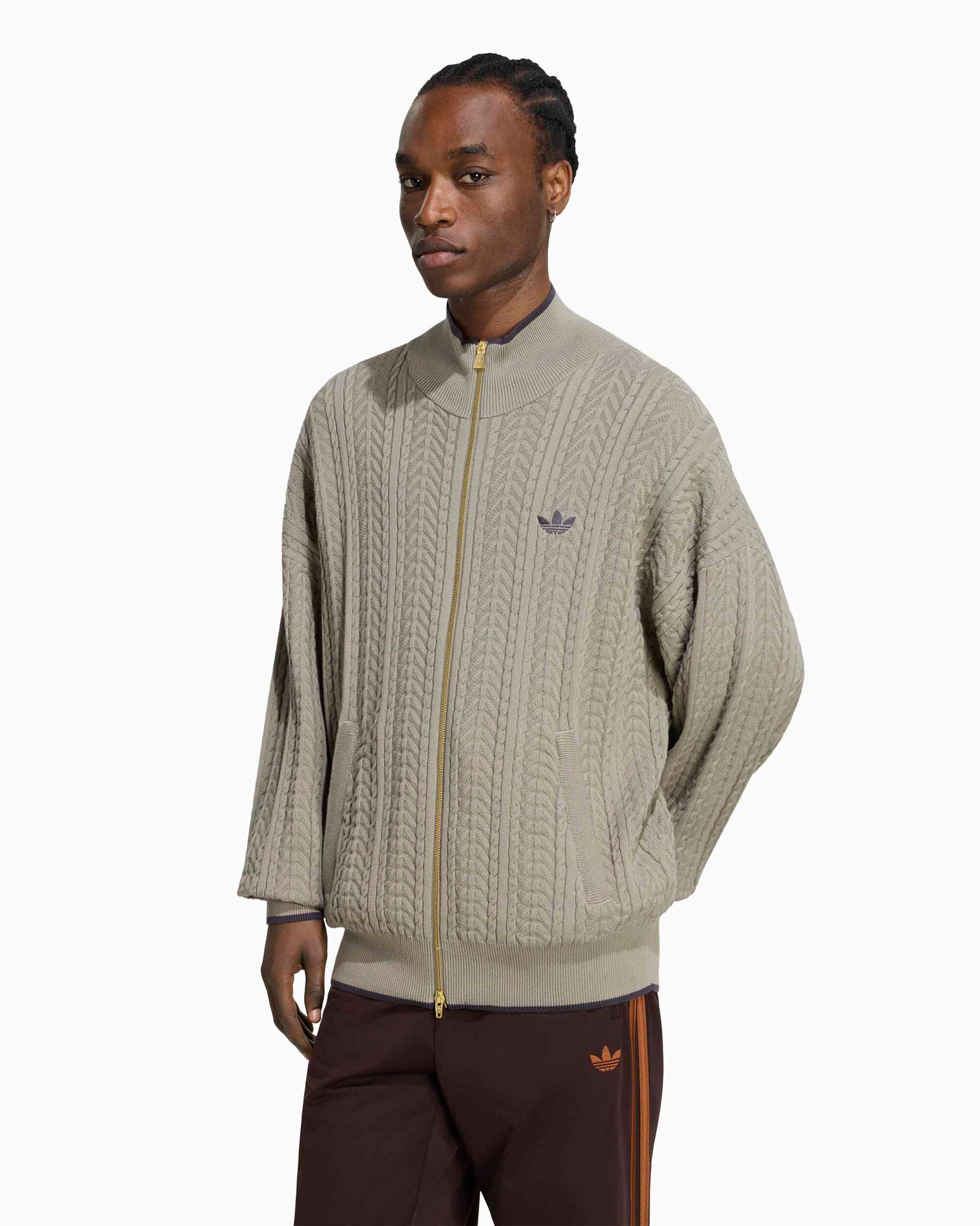 Sweatshirts adidas Originals Cable Knit Firebird Relaxed Men's Zip-Up Sweatshirt - KR9761