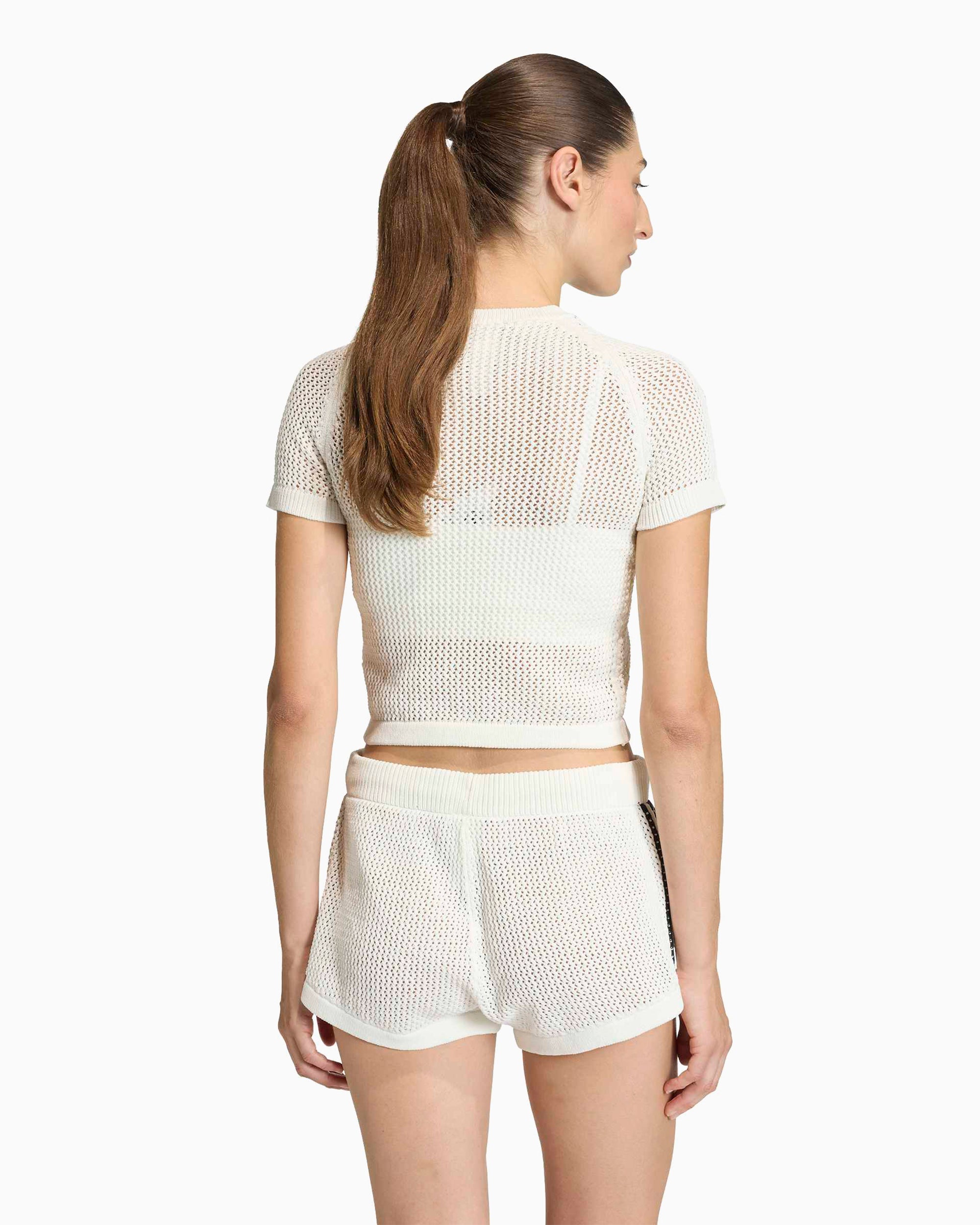T-Shirts adidas Originals Knitted Crochet Cali Logo Crop Women's T-Shirt - KE0200
