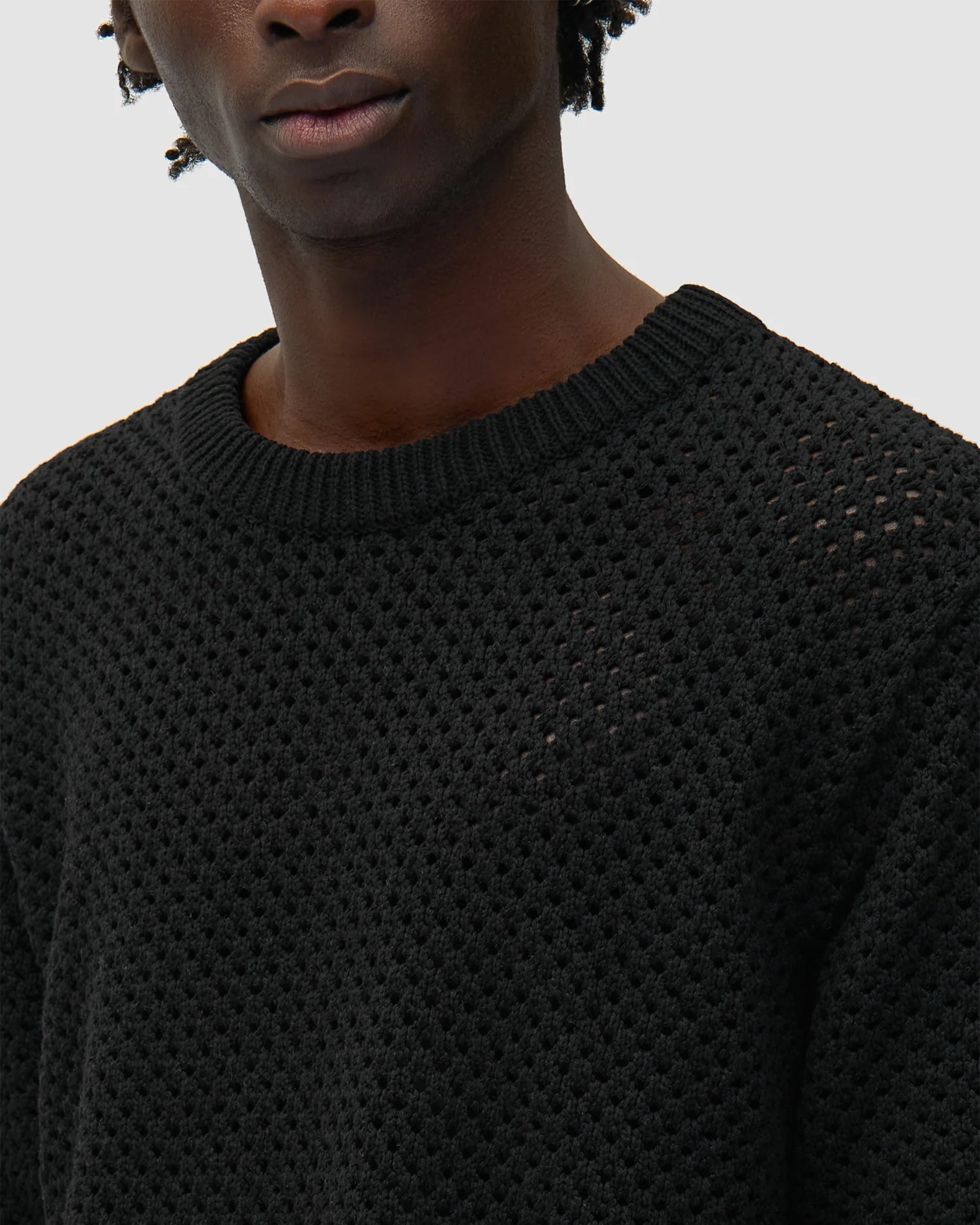 T-Shirts Arte Antwerp Crochet Half-Sleeved Relaxed Men's T-Shirt - SS26-088K-Black