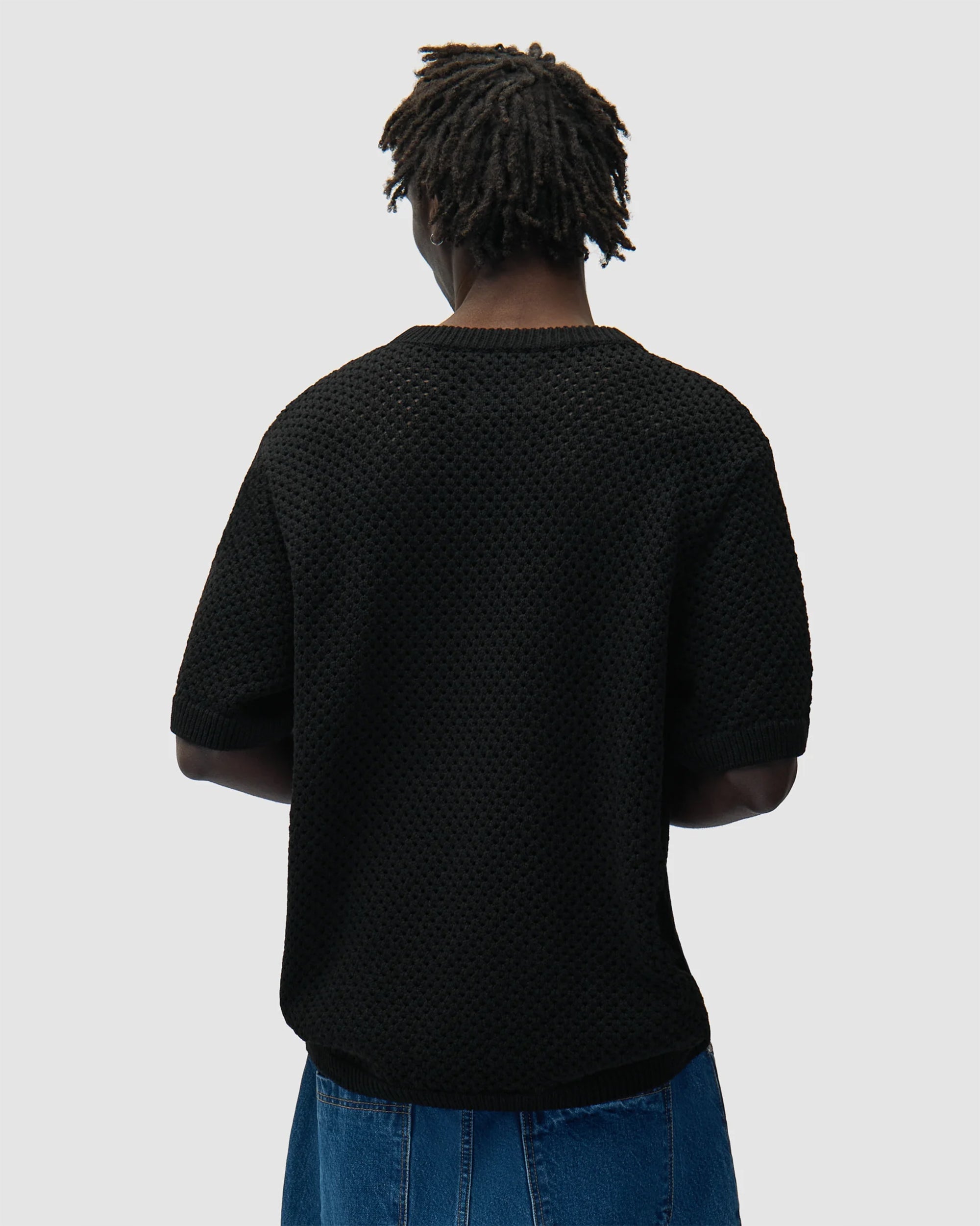 T-Shirts Arte Antwerp Crochet Half-Sleeved Relaxed Men's T-Shirt - SS26-088K-Black