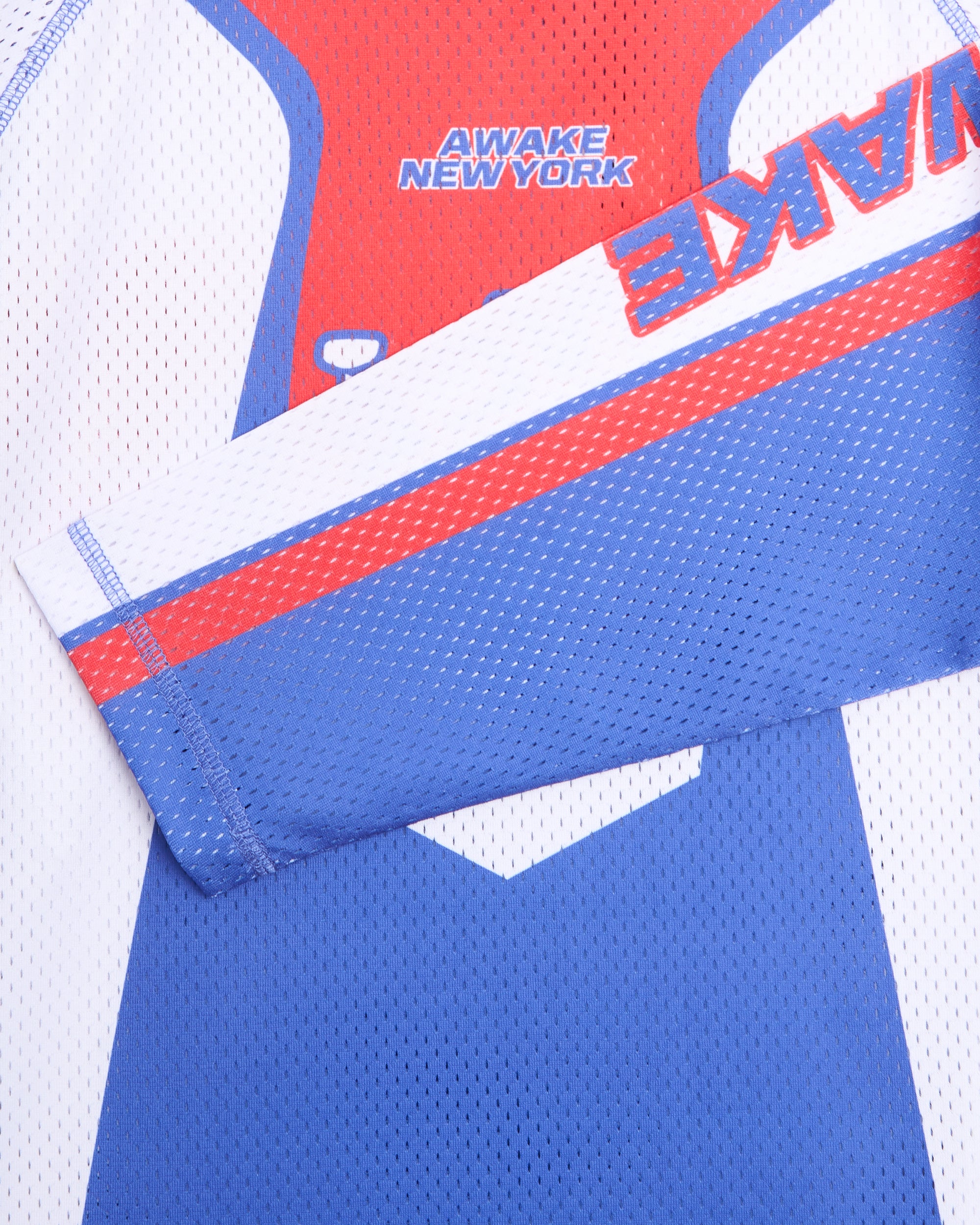 T-Shirts Awake NY Mesh Racer Graphic Long-Sleeved Relaxed Men's Jersey T-Shirt - AWK-SP26-TP006-BLU