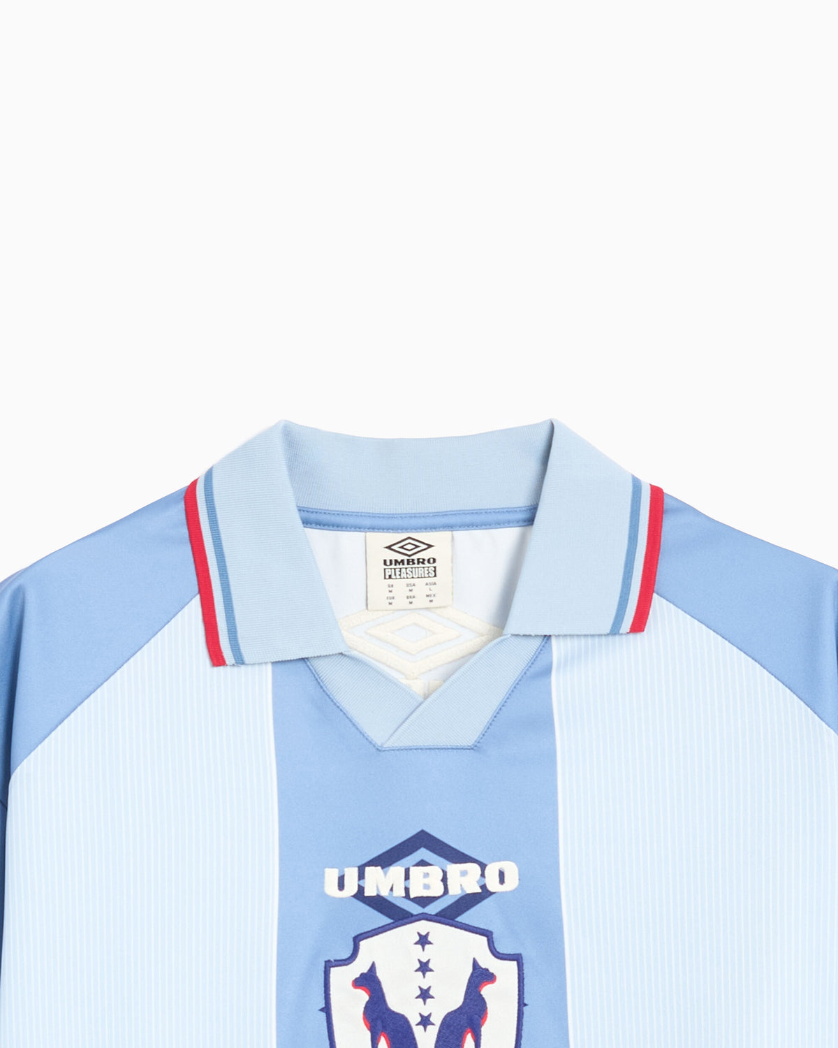 T-Shirts Pleasures x Umbro "Two Cats" Striped Men's Jersey T-Shirt - P26U008-BLUE