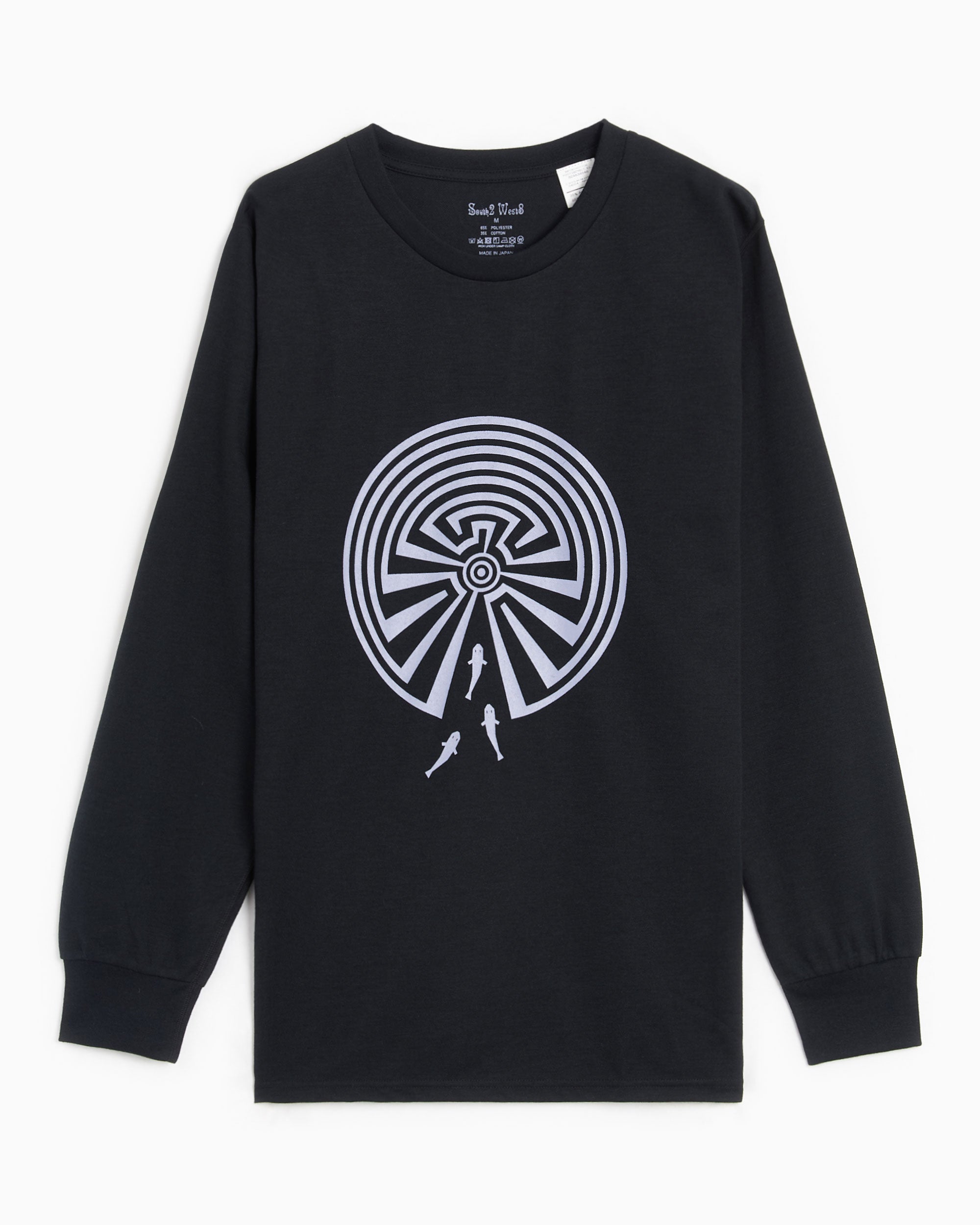 T-Shirts South2 West8 Maze Men's Long Sleeve T-Shirt Men's T-Shirt - NS841-B-Black